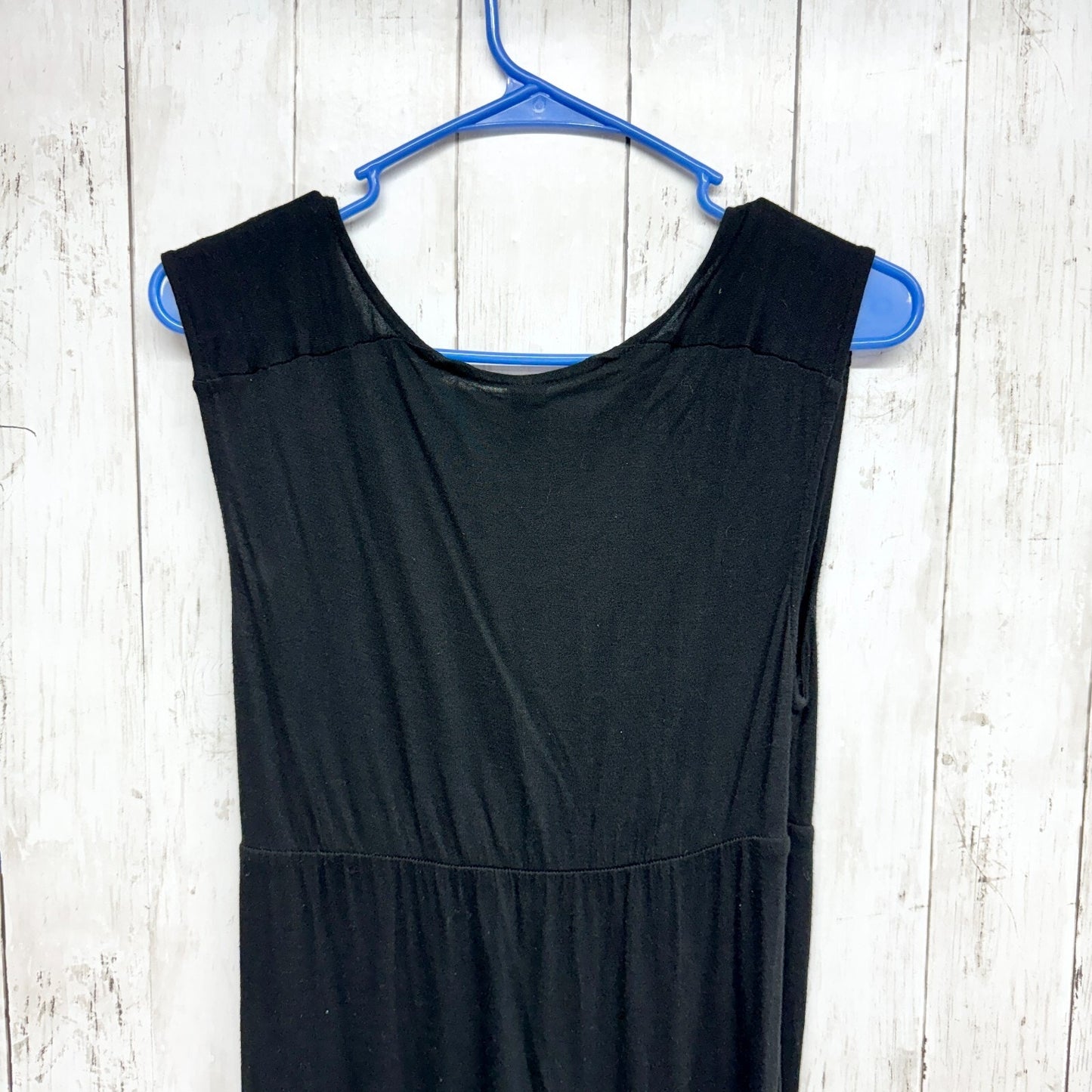 OLD NAVY Dress Women Size Medium Maxi Black Cotton Sleeveless Deep V Neck Casual