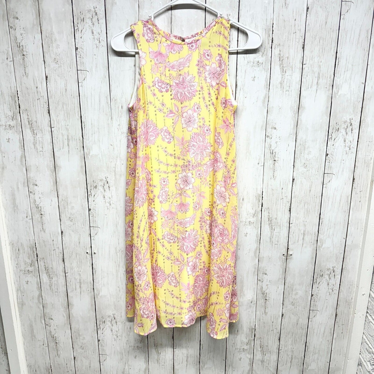 Tommy Hilfiger Dress Women's 2 Eloise Floral Chiffon Trapeze Sleeveless Yellow