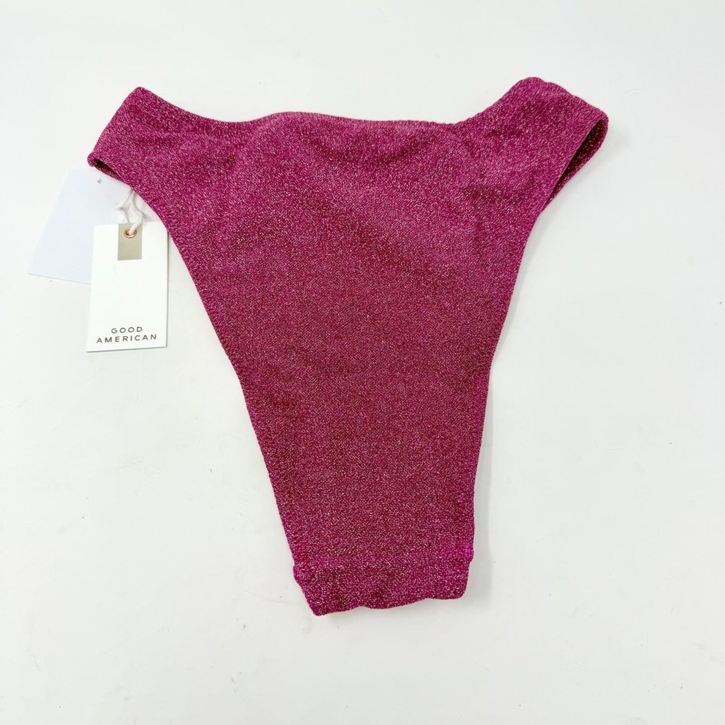Good American Women Pink Sparkle Good Waist Cheeky Swim Bottoms Bikini Size 0 XS