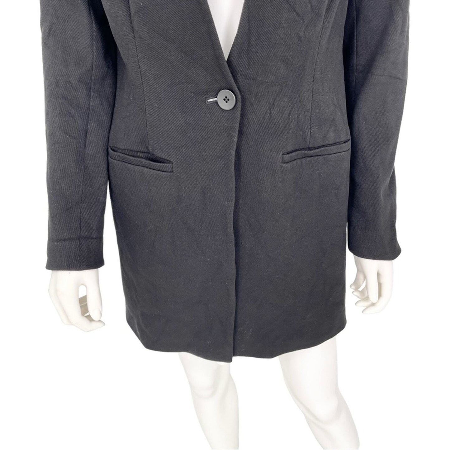 MADEWELL Blazer Suit Women Size 8 Deep V Neck Single Button Black Business