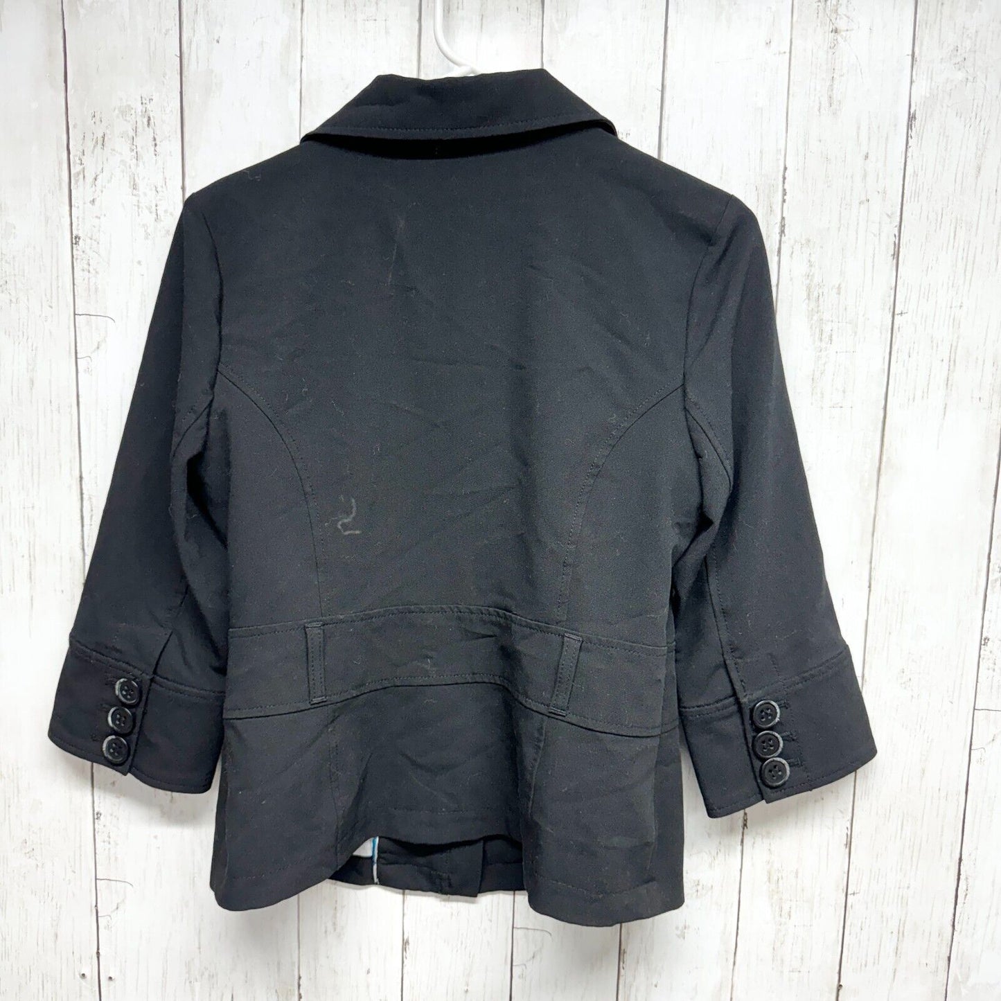 Guess Womens Blazer Size LG Black Stretch Button-Up Notched Collar Long Sleeve