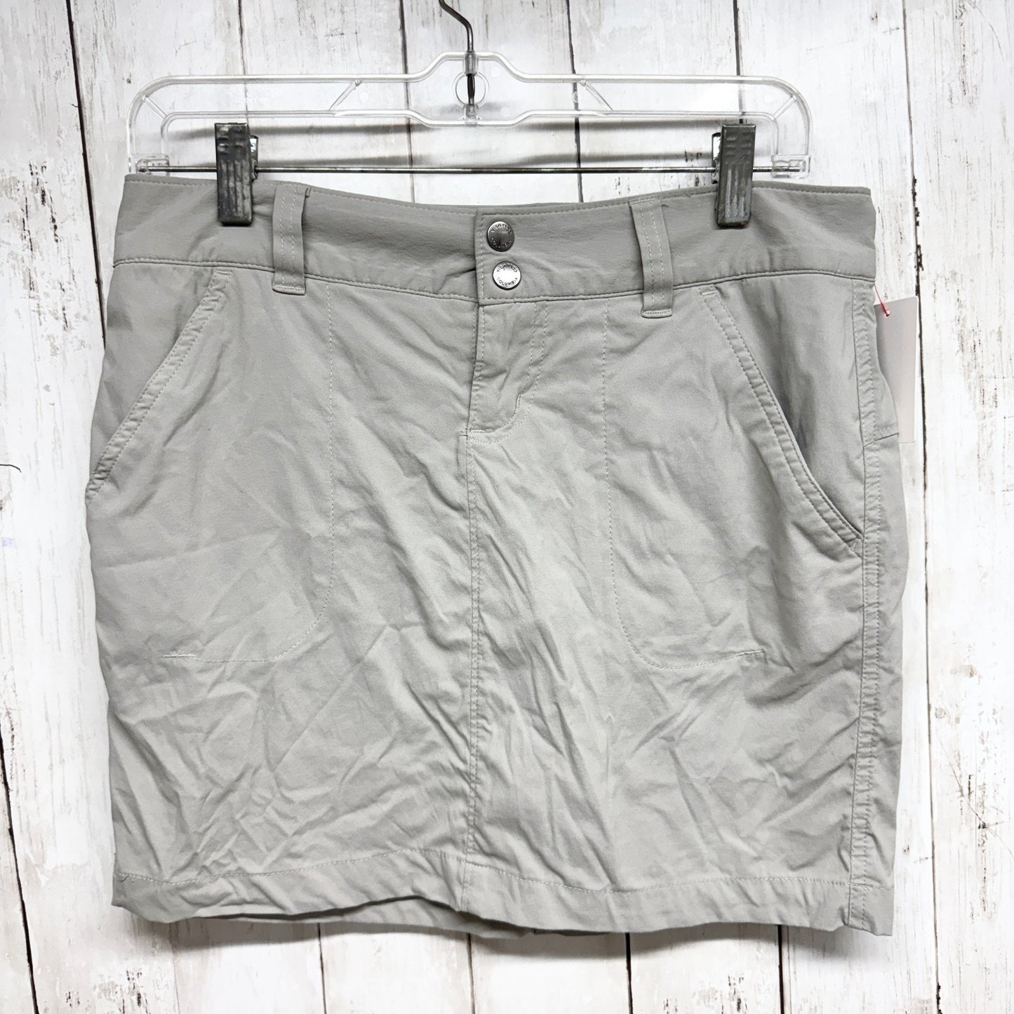 Columbia SKORT Women Sz 6 Two Button Grey Zip Fly Utility Skort Pockets Outdoor