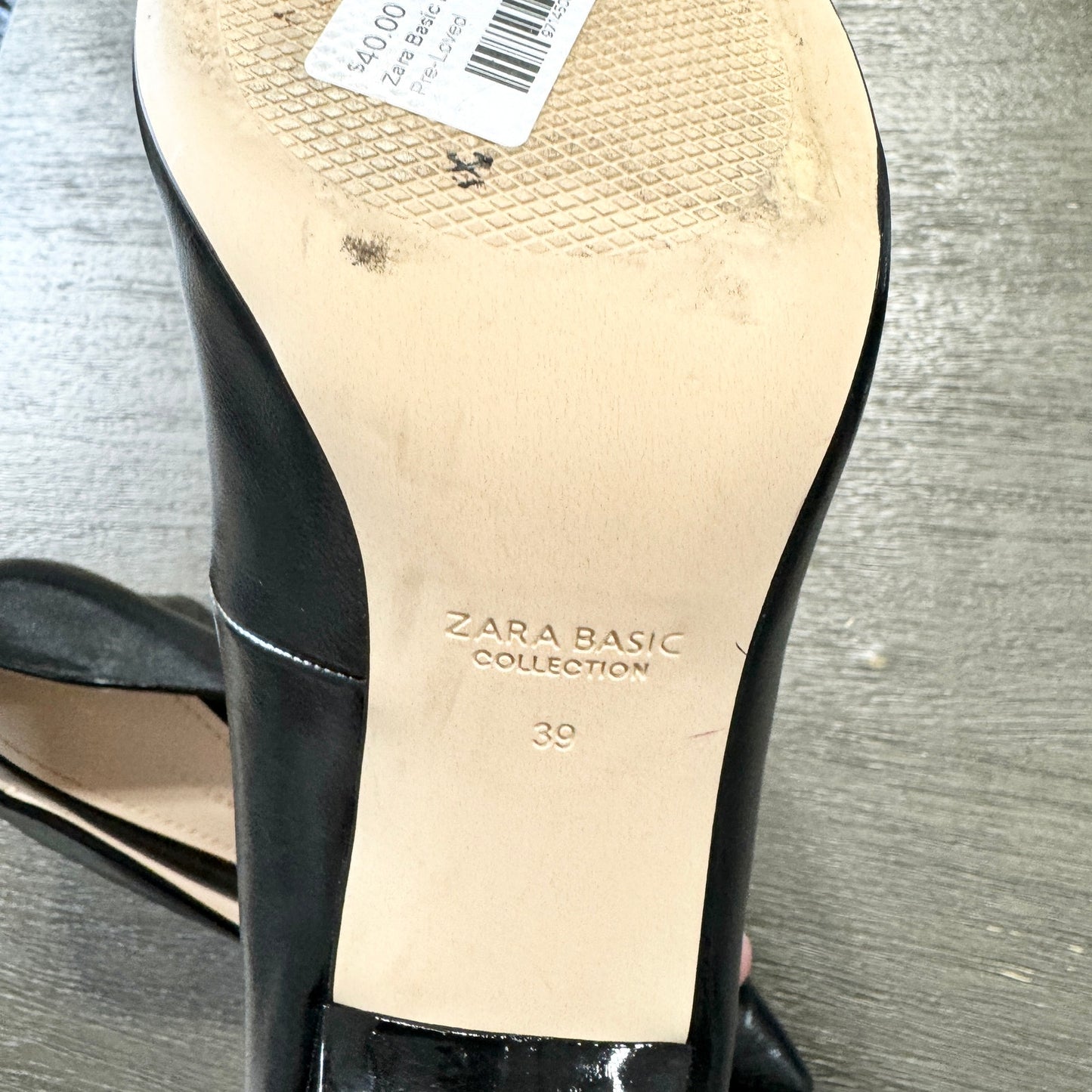 Zara Women Black Patten Leather Pump Business Women Heels Size 39/8.5