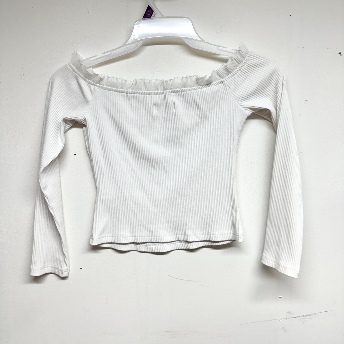 By The Way Women White Off Shoulder Long Sleeve Crop Top Size Small