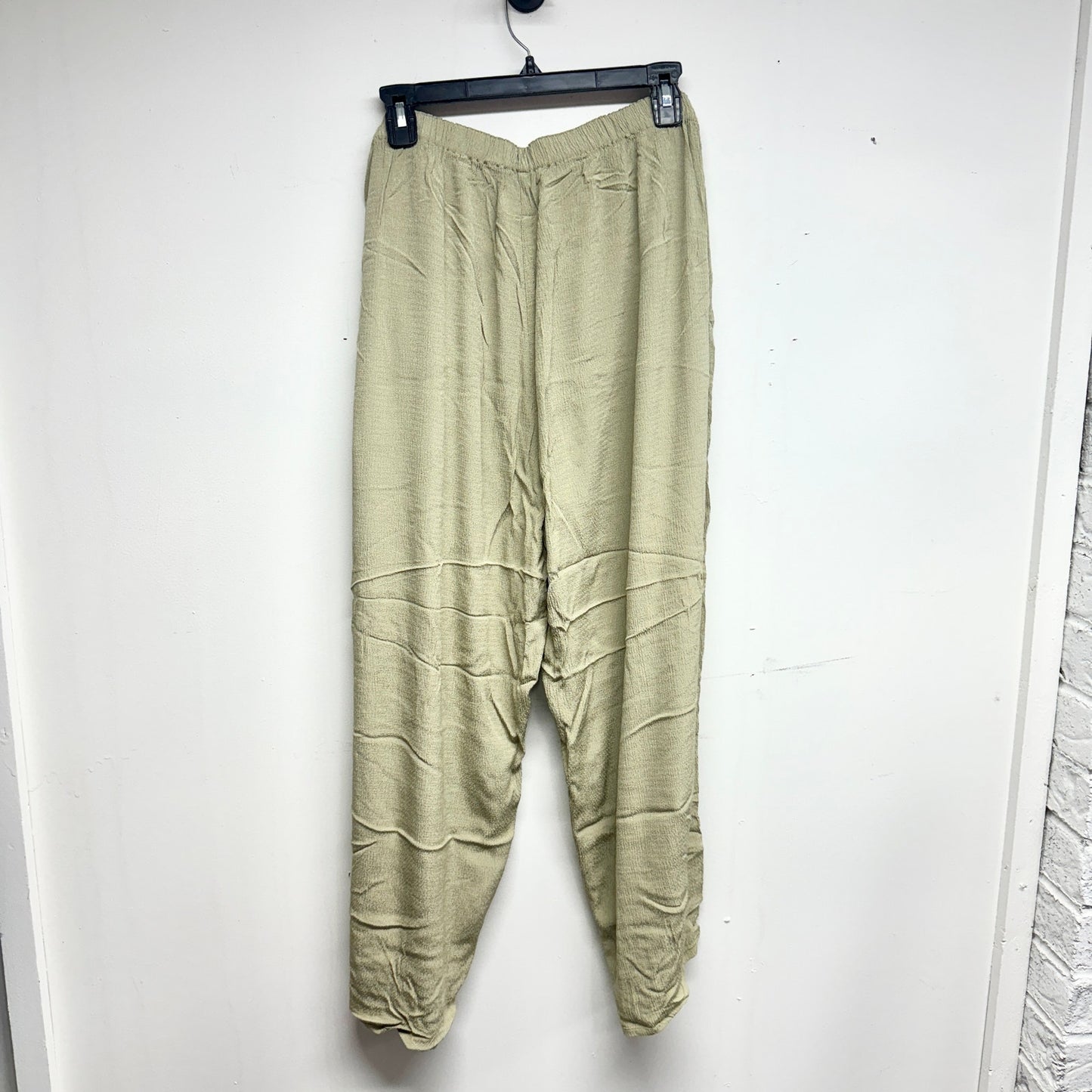 FLAX Women Green Stretched Wasited 100% Linen Trouser Pants Size 3G