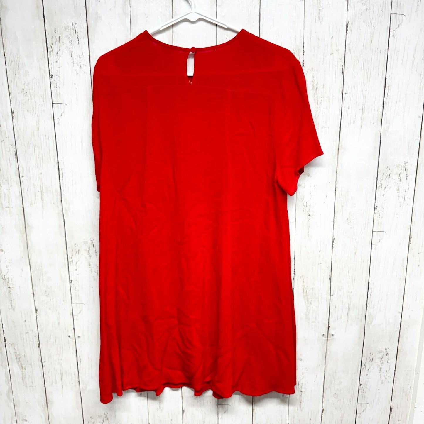 UMGEE Dress Women Small Red Floral Embroidered Mini Boho Short Sleeve Cotton