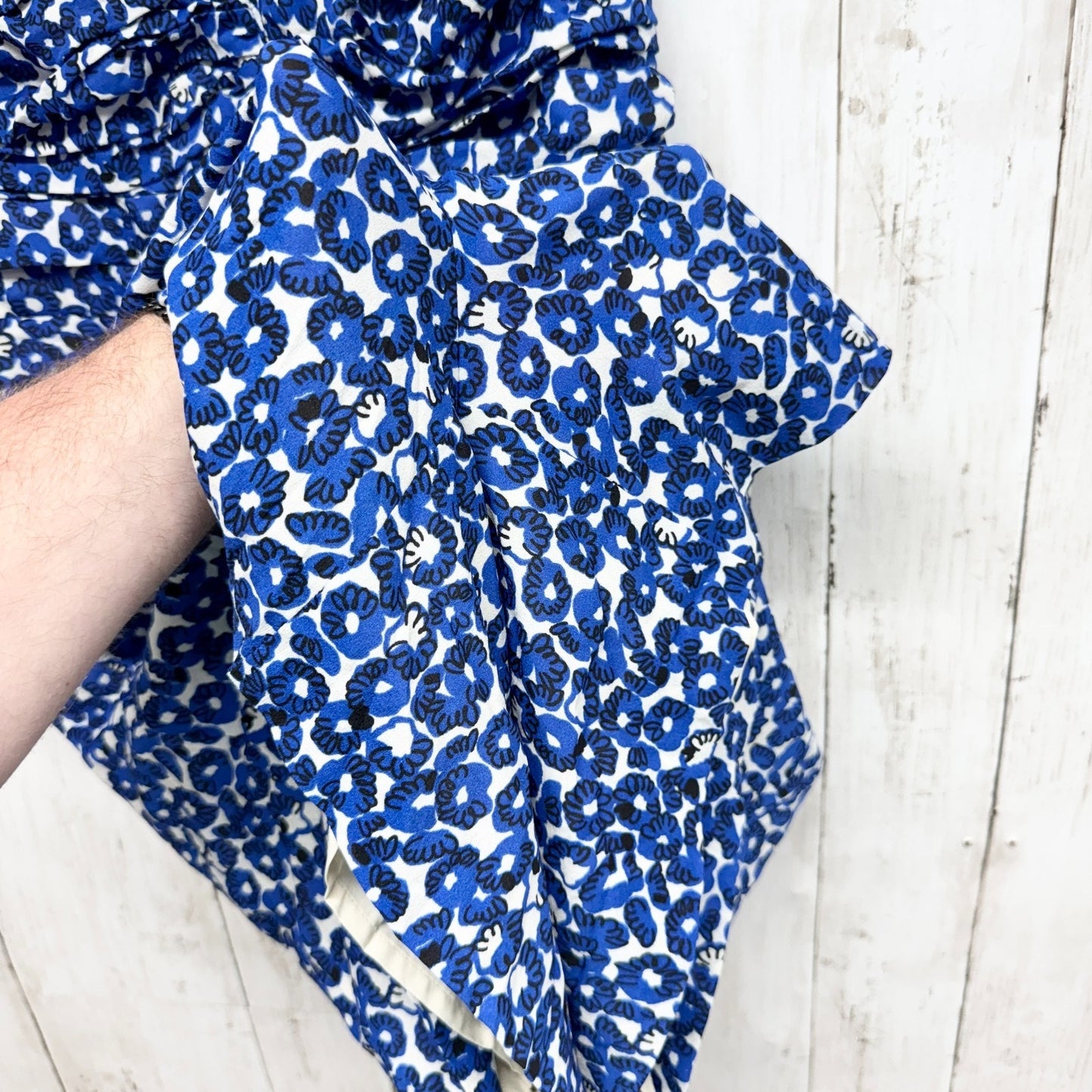 Anthropologie Leifnotes Dress Women Size 12 Drafted Petals Romper Blue Floral