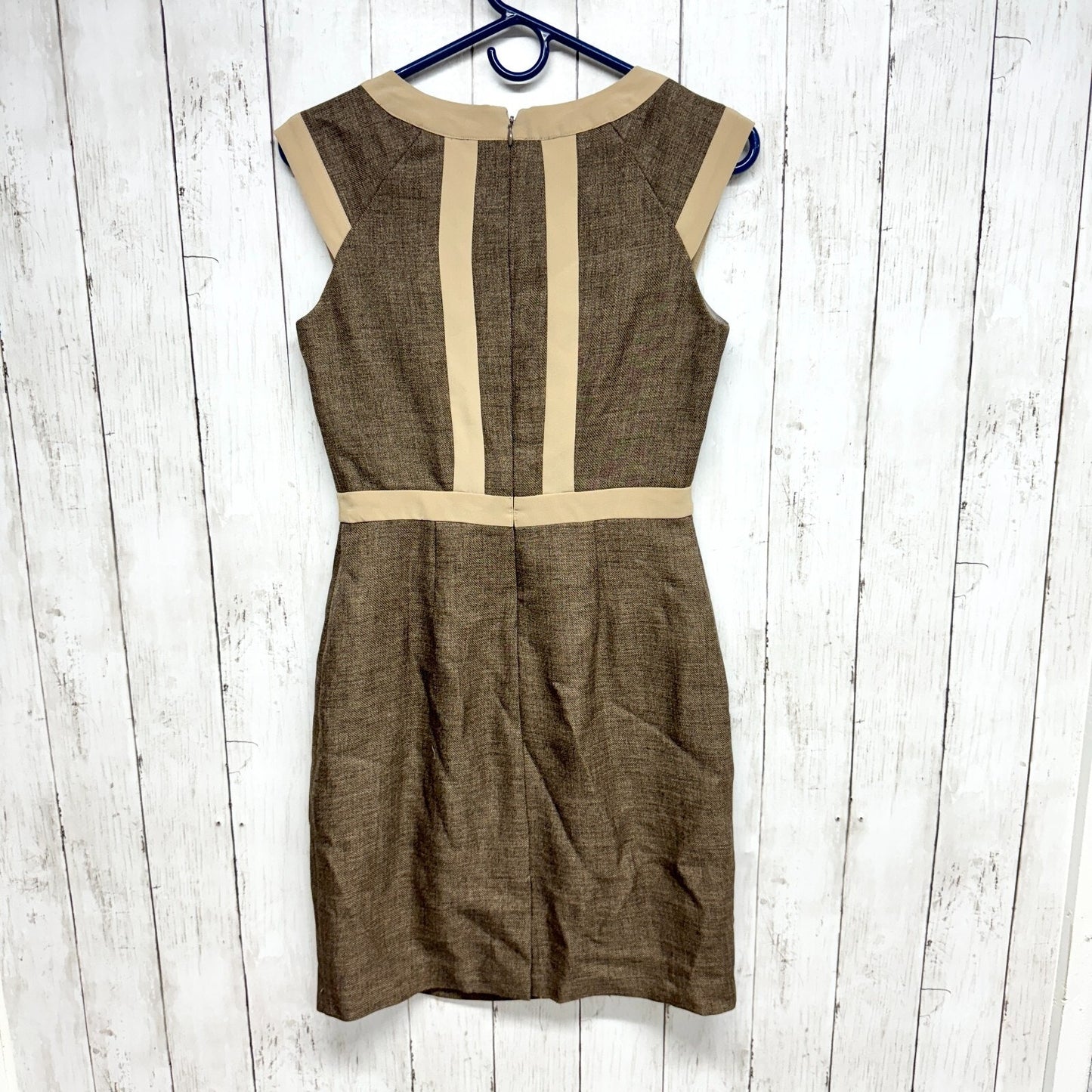 The Limited Dress Women Size 0 Tan Brown Contrast Sleeveless Knee Length Bodycon
