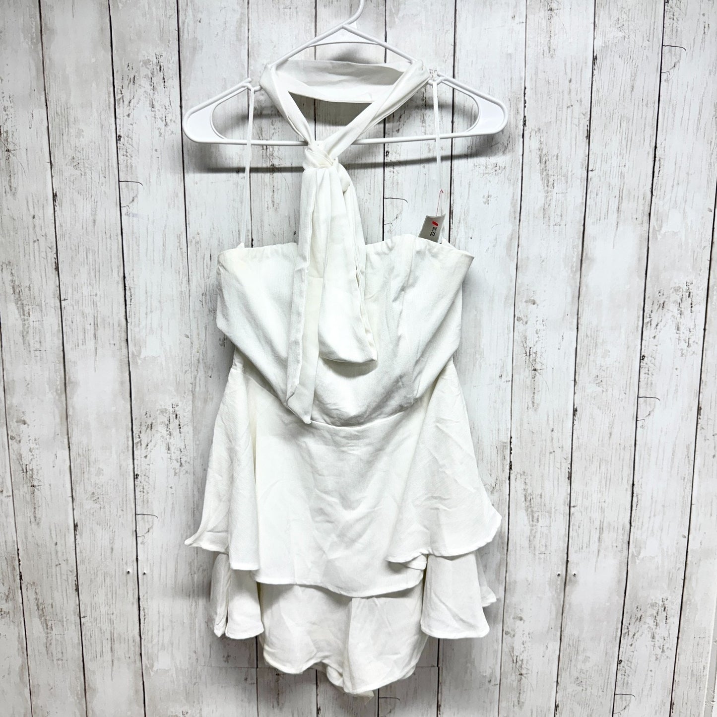 Showpo Romper Women Size 10 White Halter Zip Back Ruffle Short Bridal Wedding