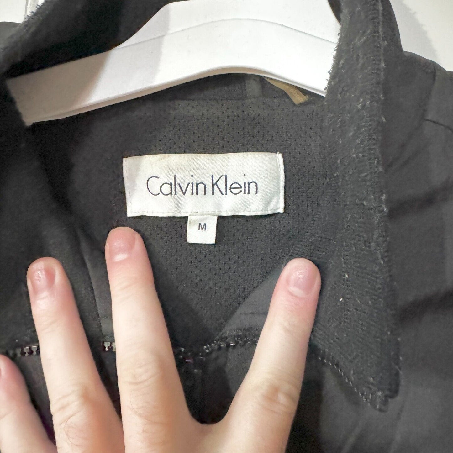 Calvin Klein Black Collared Winter Bomber Jacket Size Medium