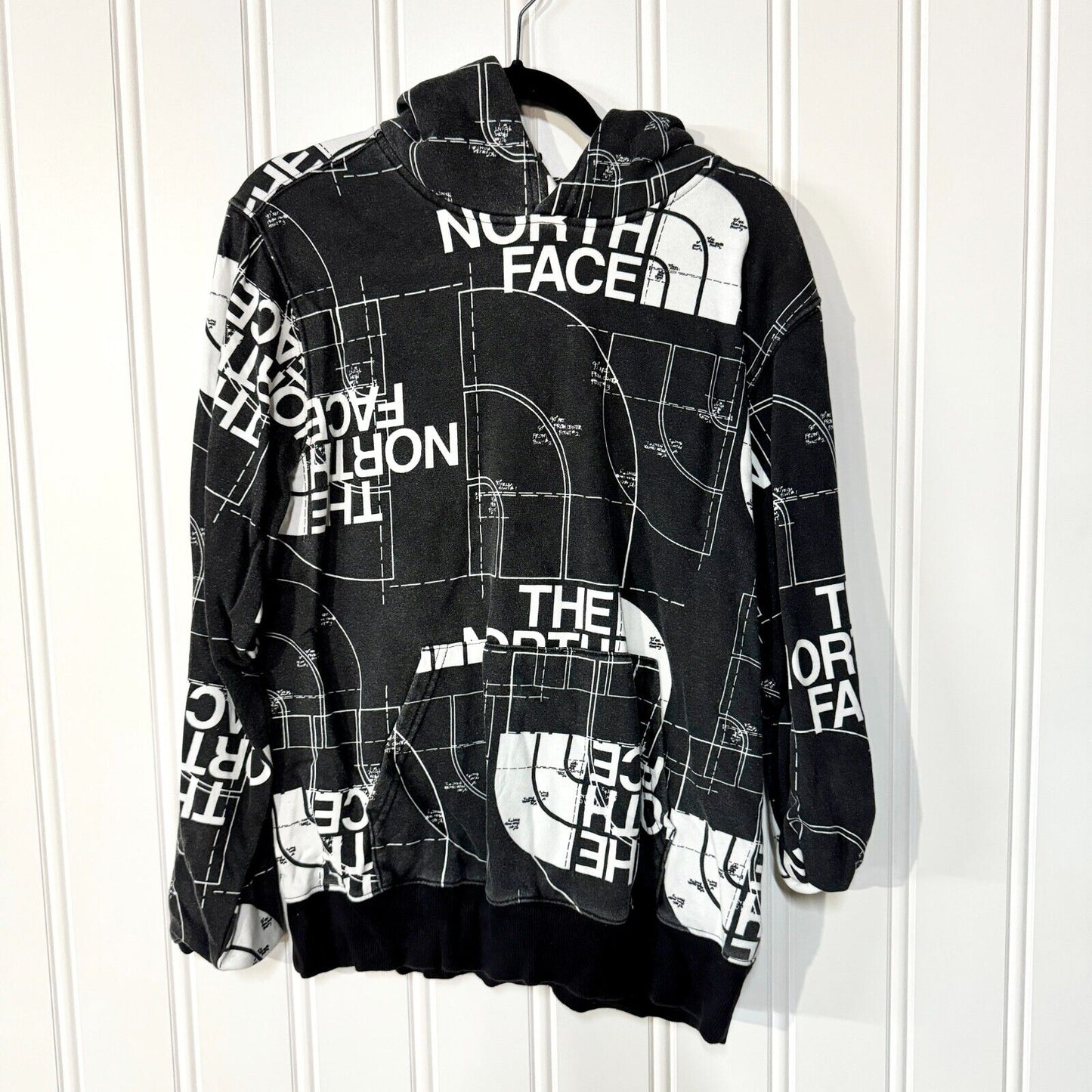 The North Face All Over Print Long Sleeve Crewneck Black Hoodie Size Small