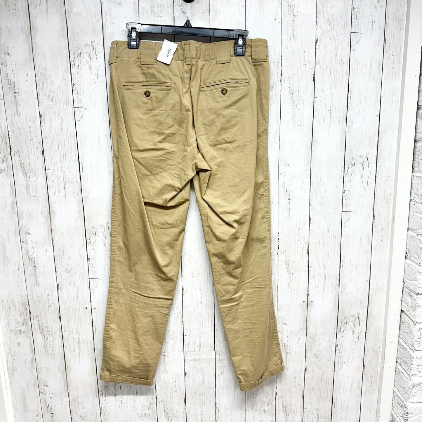 Vince Pants Men Size 6 Tan Khakis Relaxed Straight Zip Fly Cuffed Hem Casual