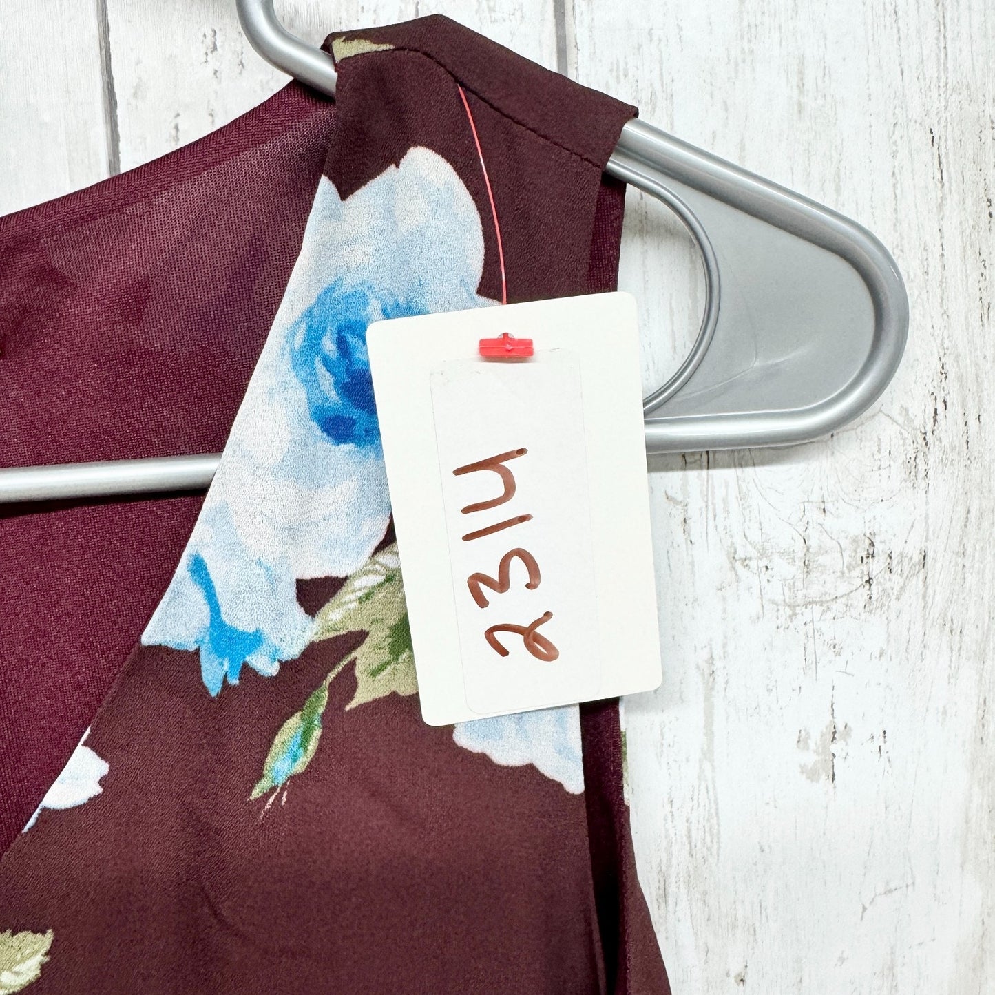 Altar'd State Dress Women Size Medium Vneck Sleeveless Maroon Floral Mini Casual