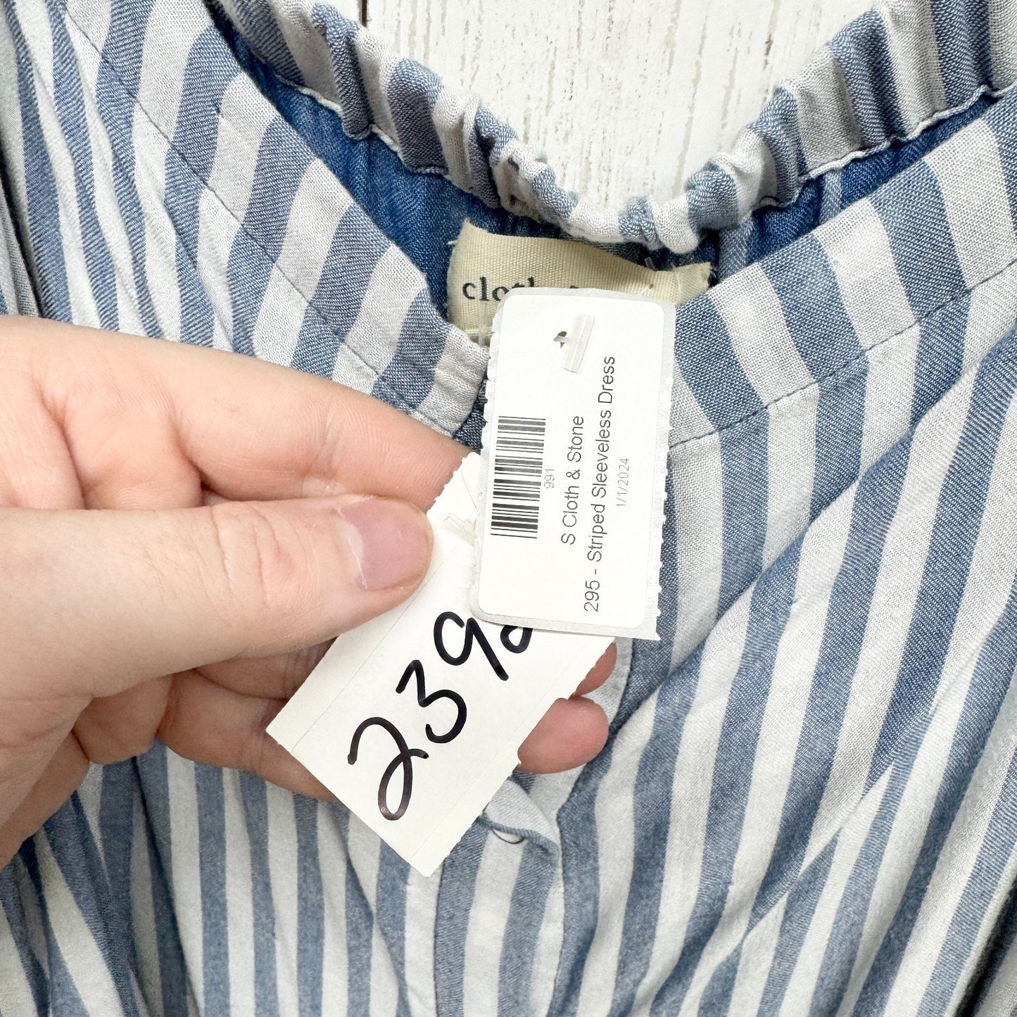 Cloth & Stone Dress Women Sz Small Stripe Off Shoulder Button Front Midi Casual