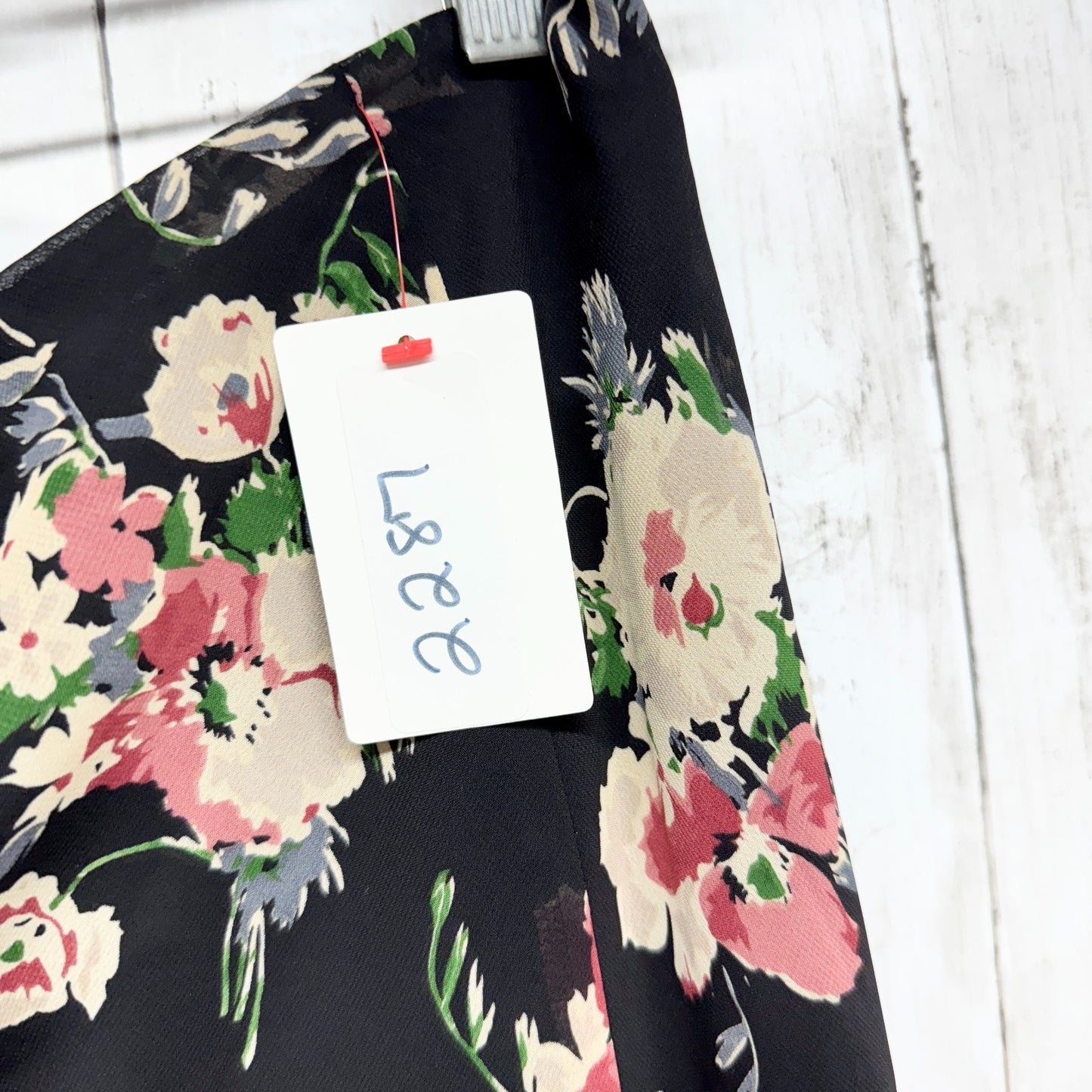 Chaps Skirt Women Size Medium Black Multicolor Floral Tube Top Business Casual