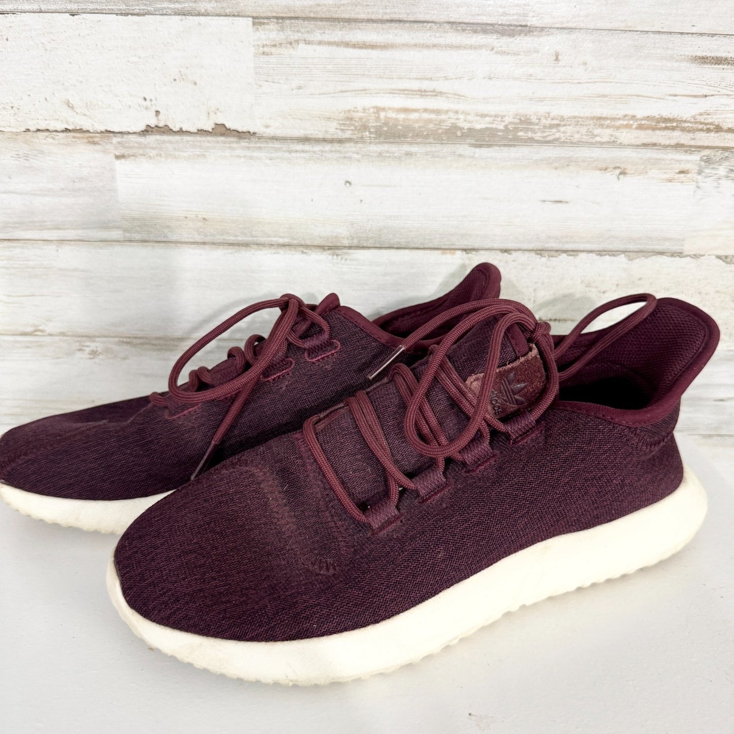 Adidas Women Size 7 Tubular Shadow Maroon Running Sneakers Athletic Casual