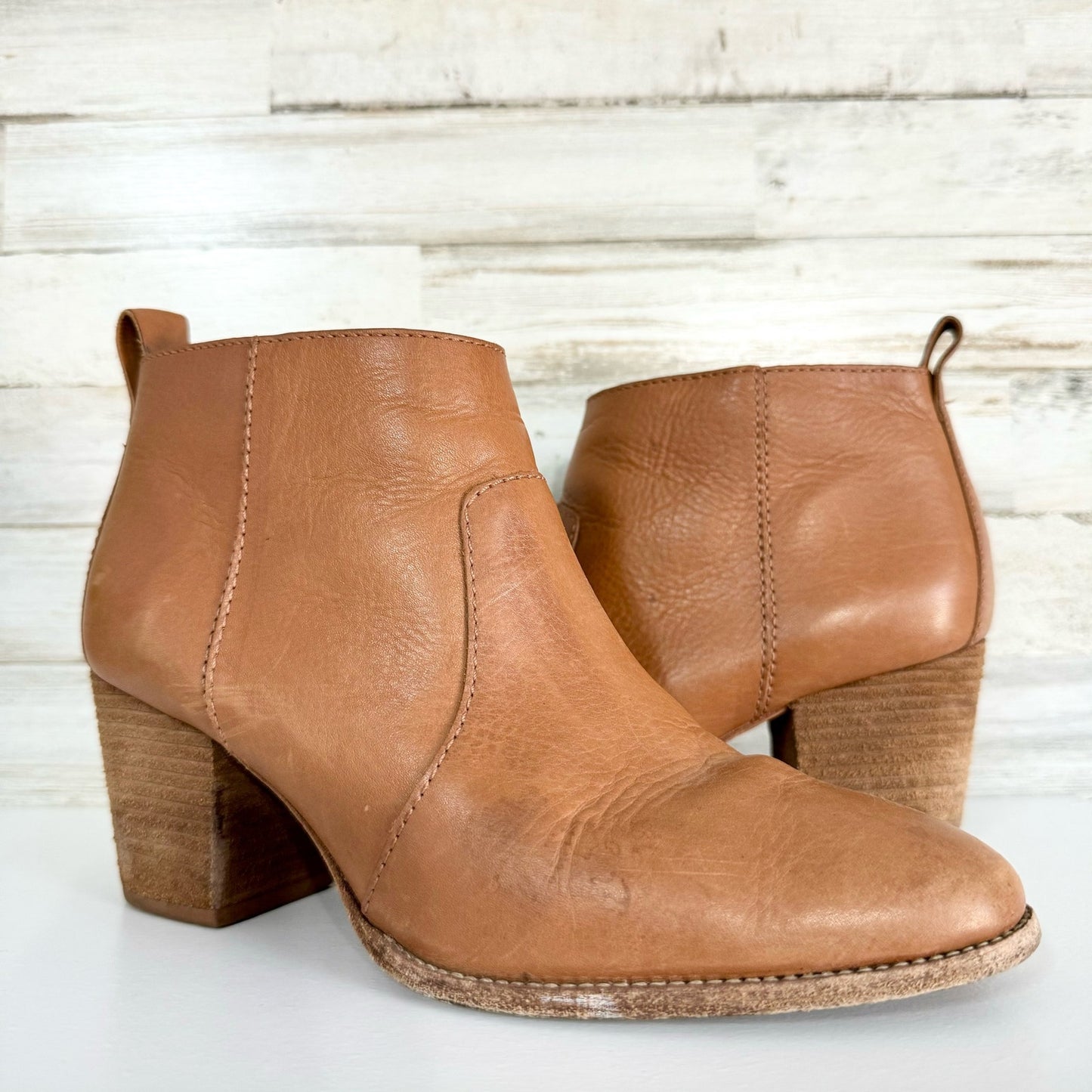Madewell Women The Billie Brown Side Zipper Leather Ankle Bootie Size 8