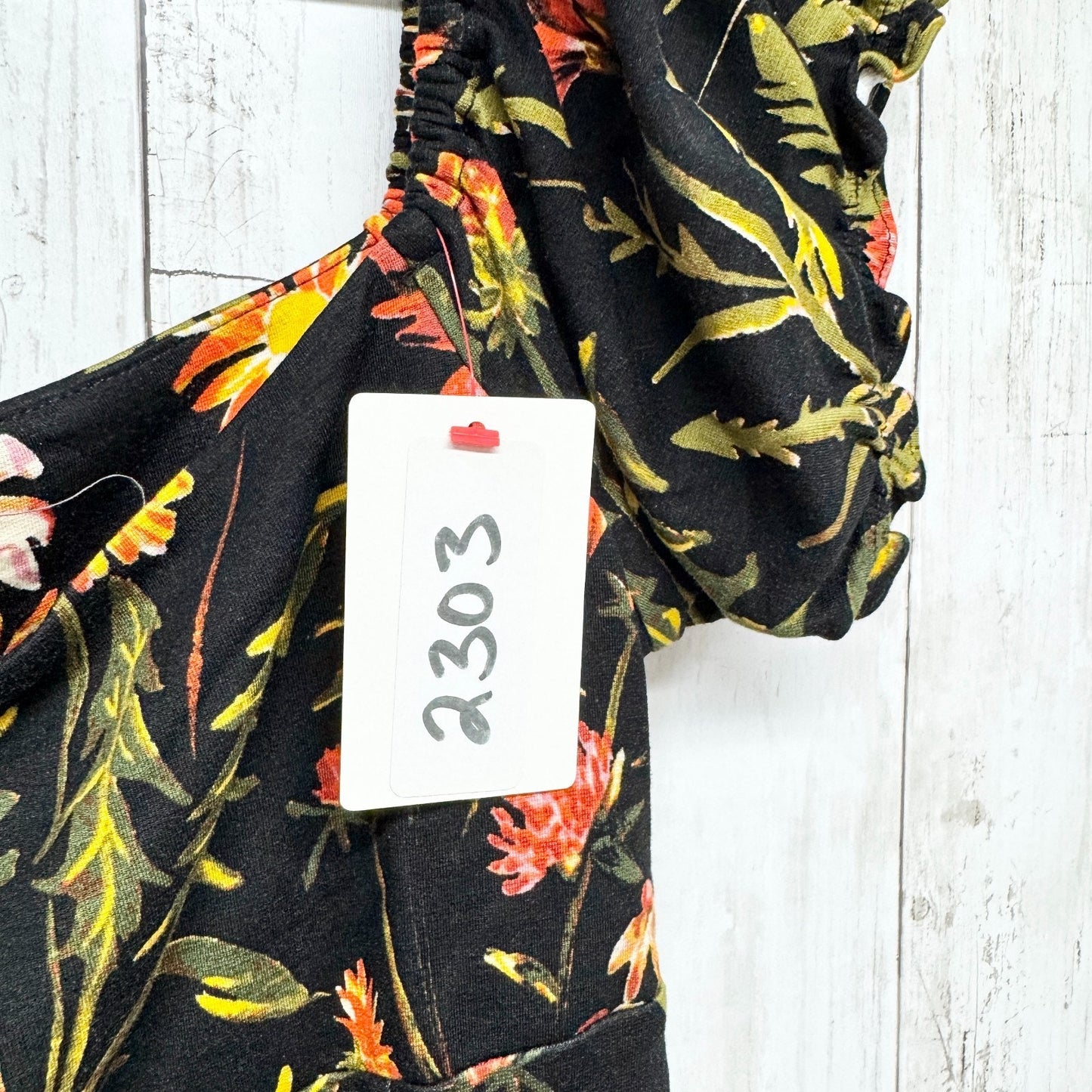 Urban Outfitters Dress Women Size Medium Black Ella Floral Print Bodycon Mini