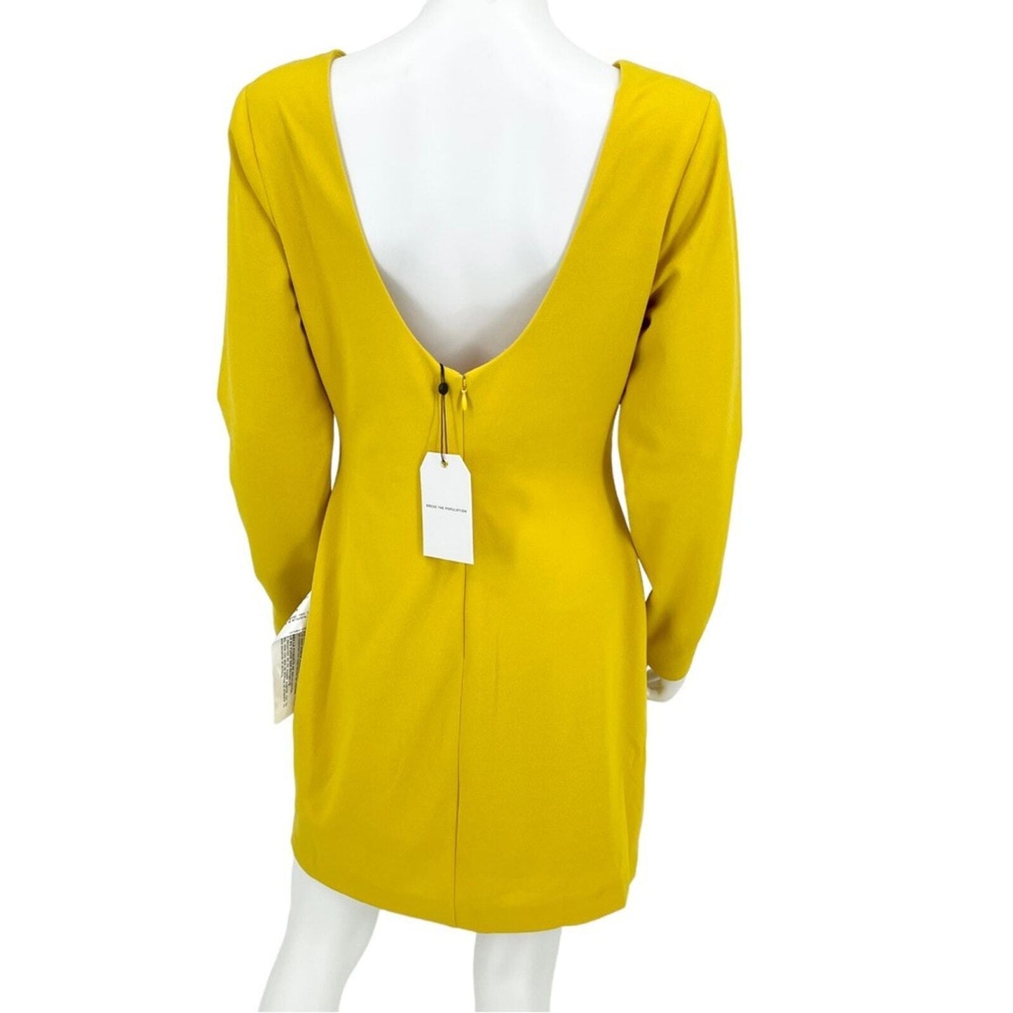 DRESS THE POPULATION Dress Women’s Size Large Mini Yellow Lola Crewneck Open