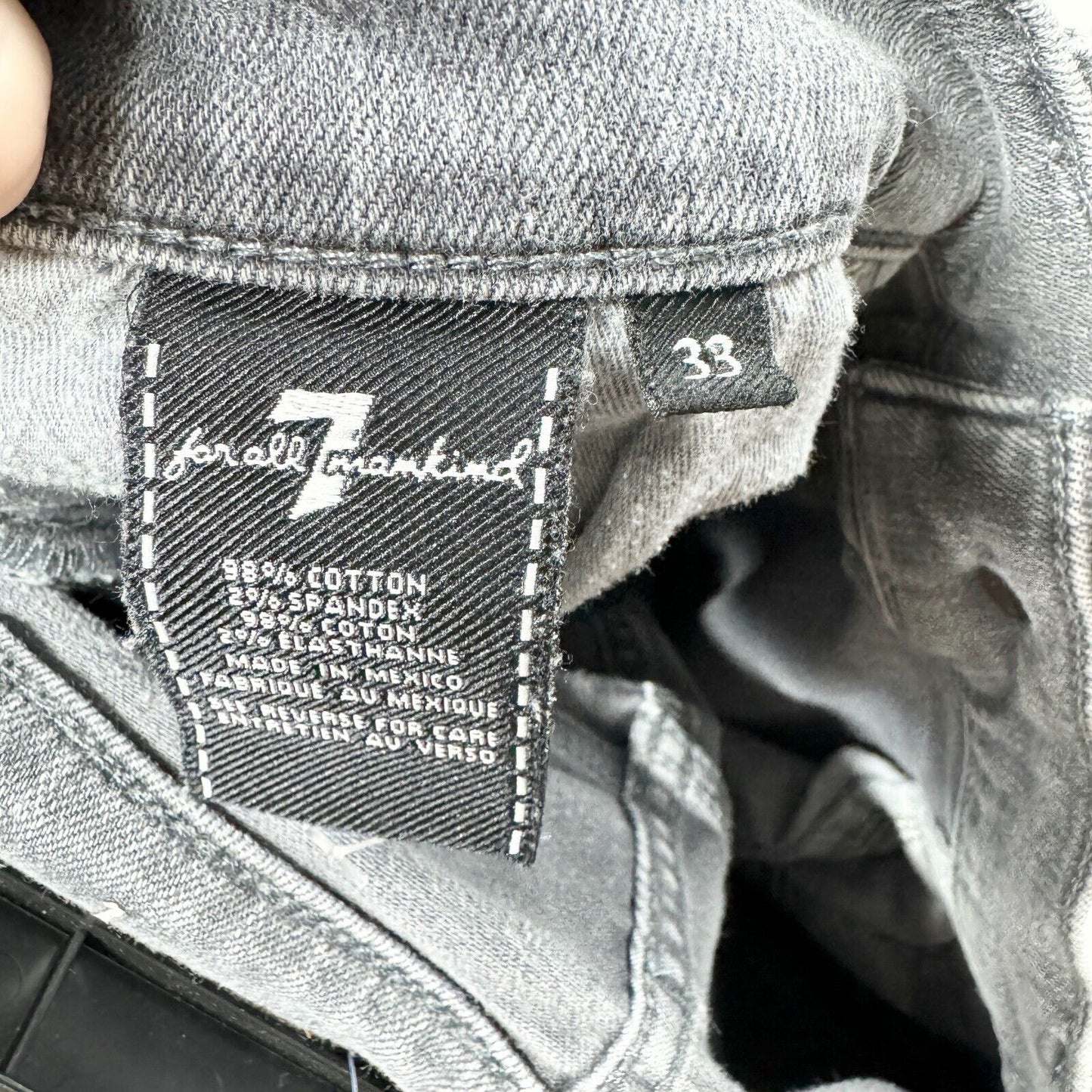 7 For All Mankind Mid Rise Grey Washed Straight Leg Jeans Size 33/14