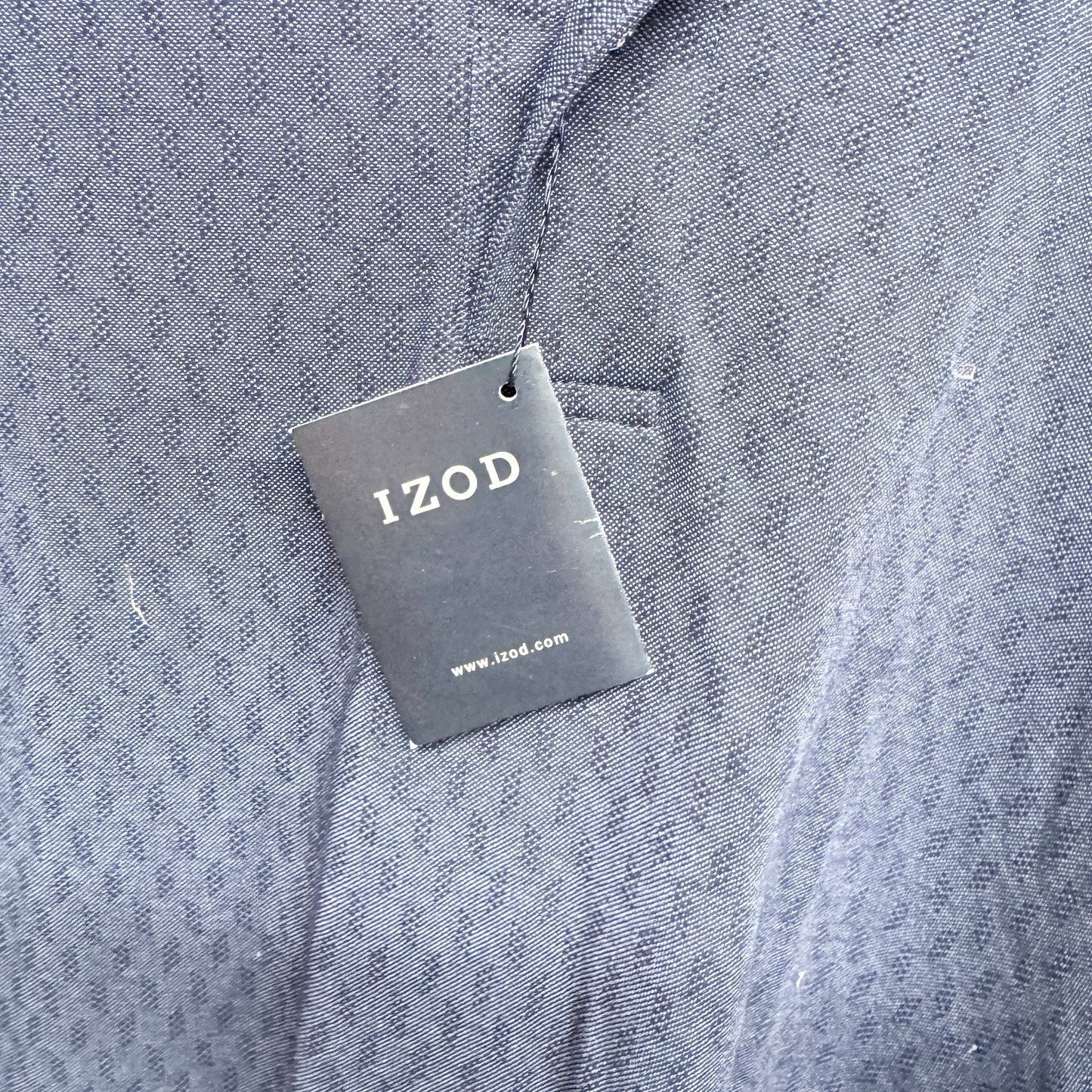 Izod Shirt Men Size Medium Navy Patterned Cotton Collared Short Sleeve Polo NWT