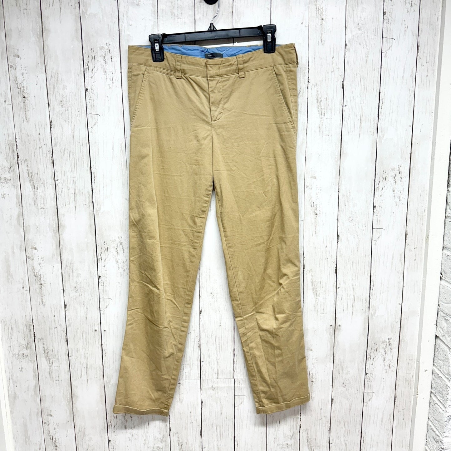 Vince Pants Men Size 6 Tan Khakis Relaxed Straight Zip Fly Cuffed Hem Casual