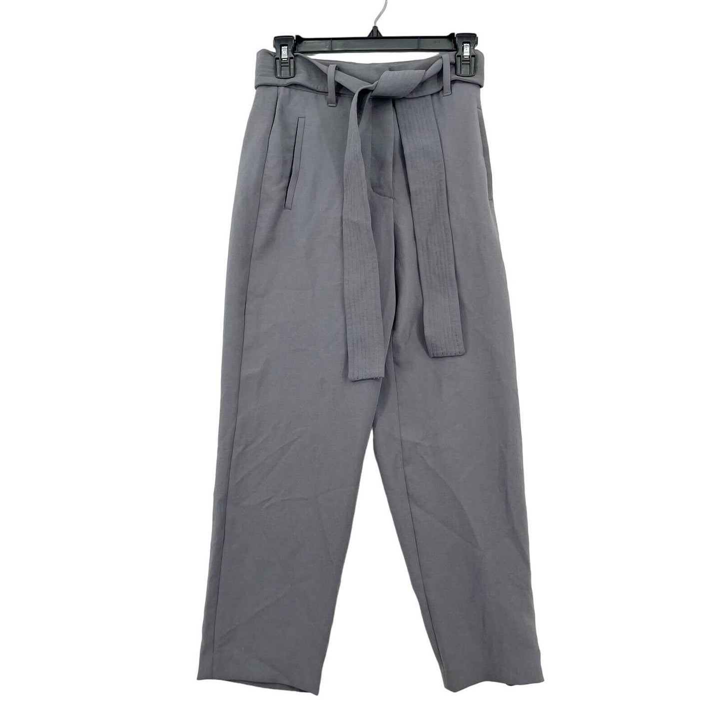 ARTIZIA WILFRED Pants Women Size 0 High Waisted Tie Front Pocket Grey Pocket