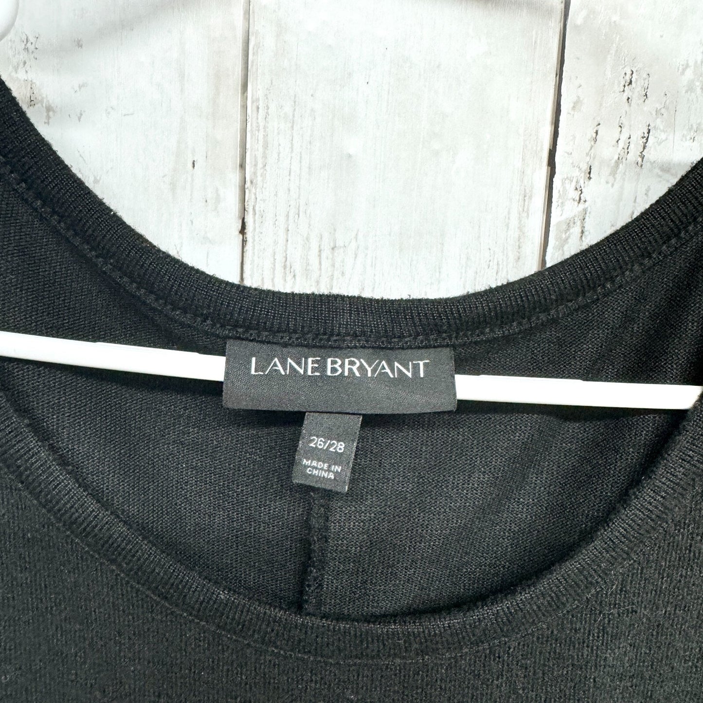 Lane Bryant Womens 26/28 Plus Black Pearl Accents Casual Pullover Stretch Top