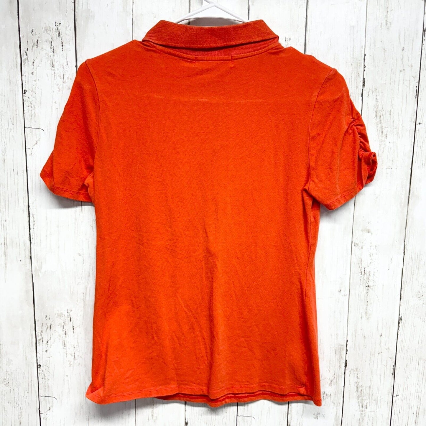 Michael Kors MK Short Women XS Ruched Half Zip Polo Burnt Orange Rare Short