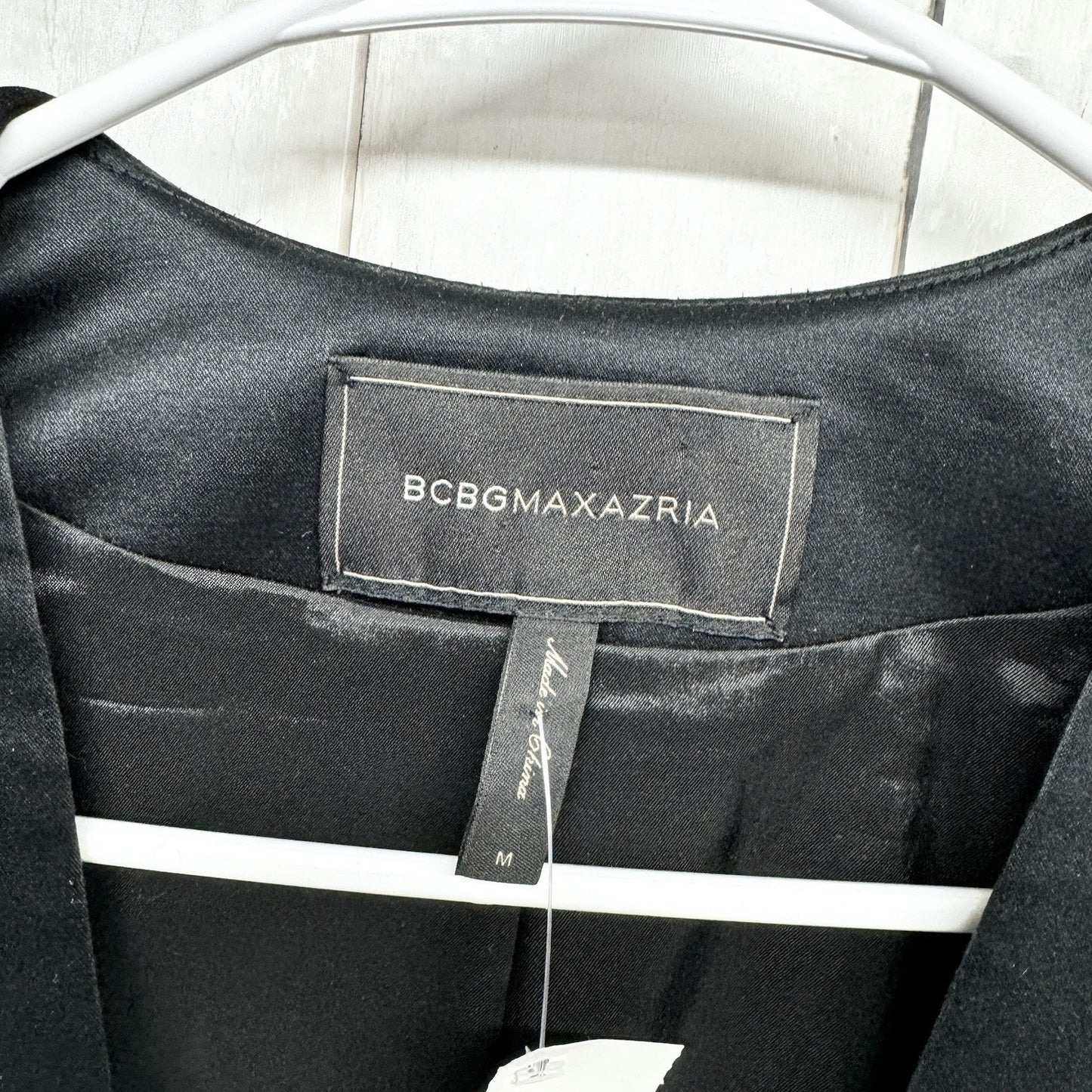 BCBGMAXAZRIA Blazer Jacket Women Size M Satin Detail Cape Black Unique Design