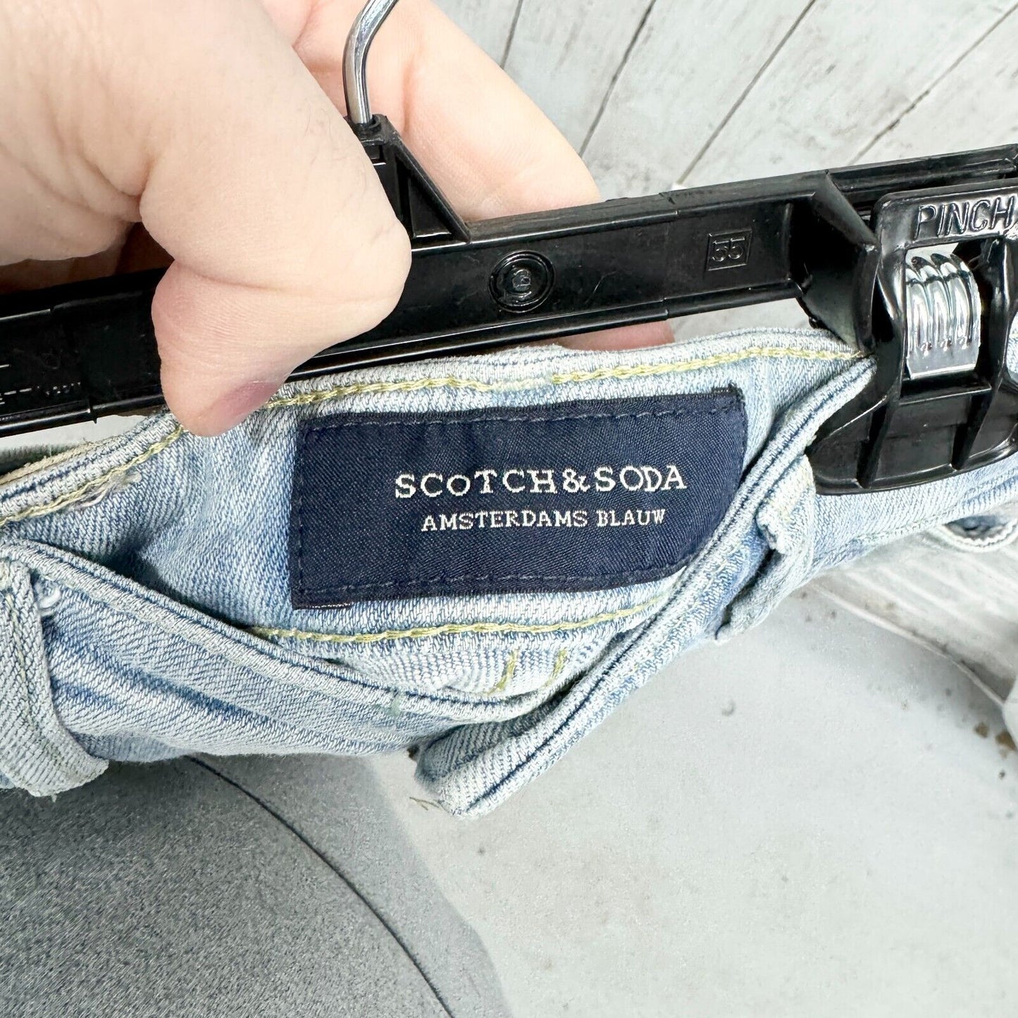 SCOTCH & SODA Jeans Mens Size 28/32 Distressed Skim Low Rise Light Wash Ripped