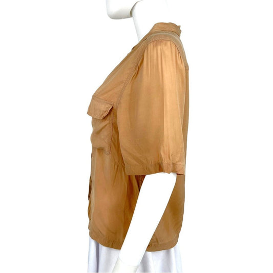 & Other Stories Top Women Size 2 Blouse Brown Button Up Short Sleeve Collared