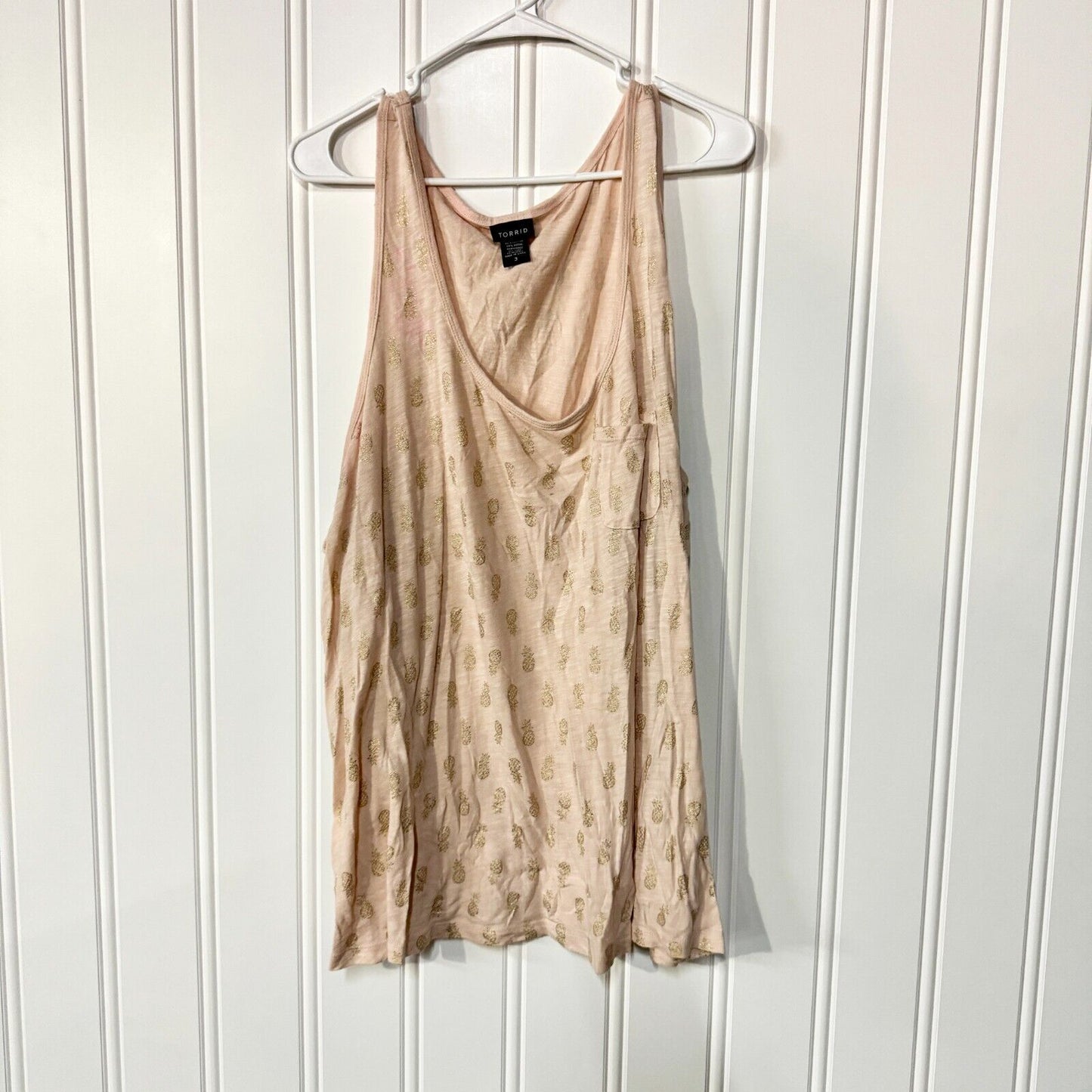 TORRID Tank top Women Size 3/ XXL Pineapple Tank Top Pink Round Neck Sleeveless