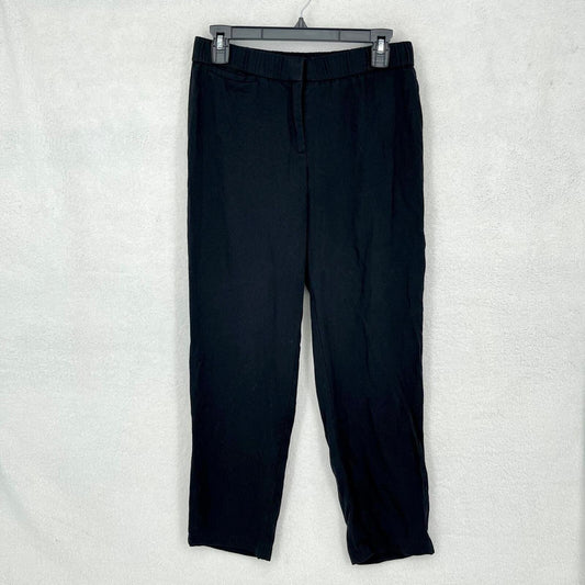 Eileen Fisher Black Trousers 100% Tencel Lyocell Mid Rise Pants Size Small
