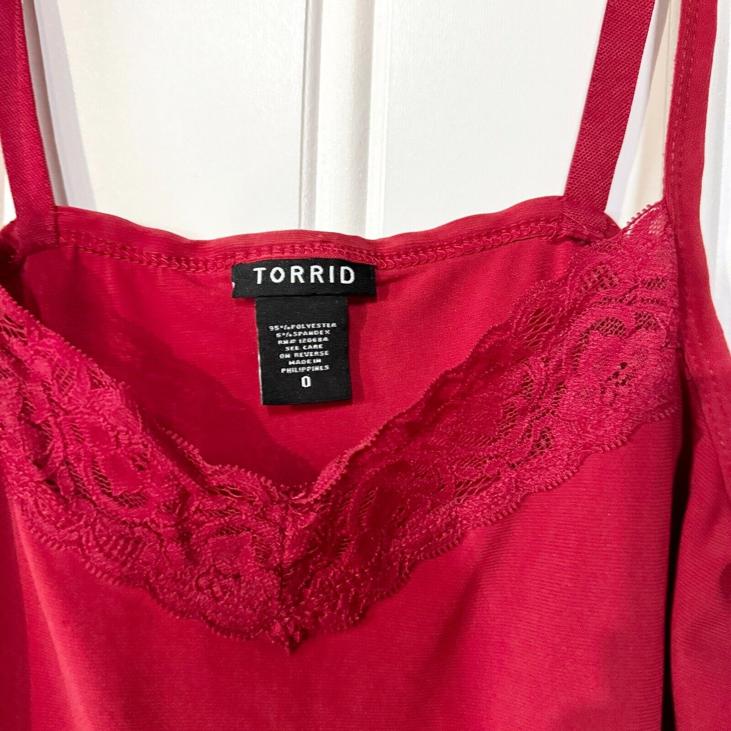 TORRID Tank Top Women Sz 0 M/L Intimin Laced Trim Red Sleepwear Top Lightweight