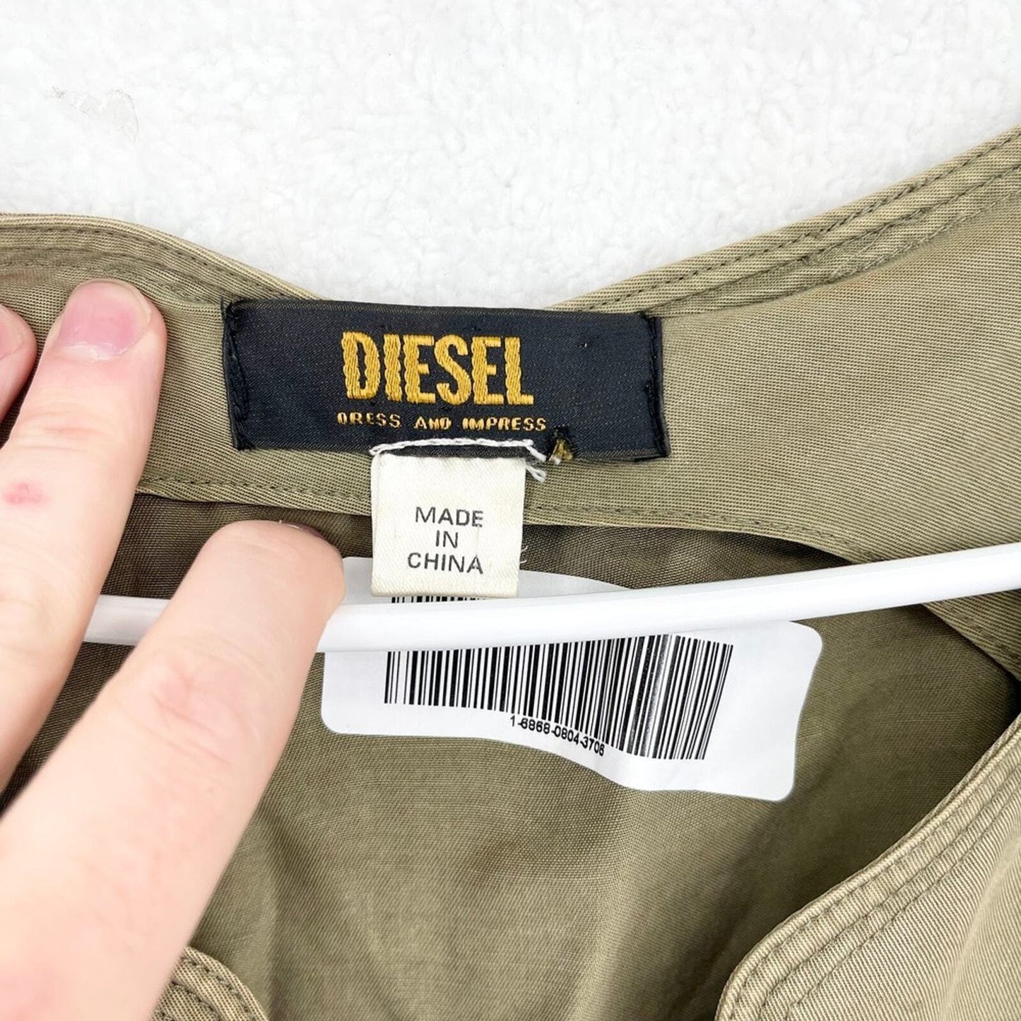 Diesel Dress Women Size Medium 10/12 Mini Army Cargo Zipper Sleeveless Cotton