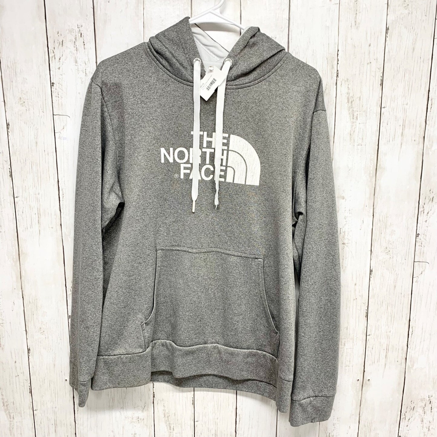 The North Face Sweatshirt Women Size Medium Hooded Drawstring Gray White Casual