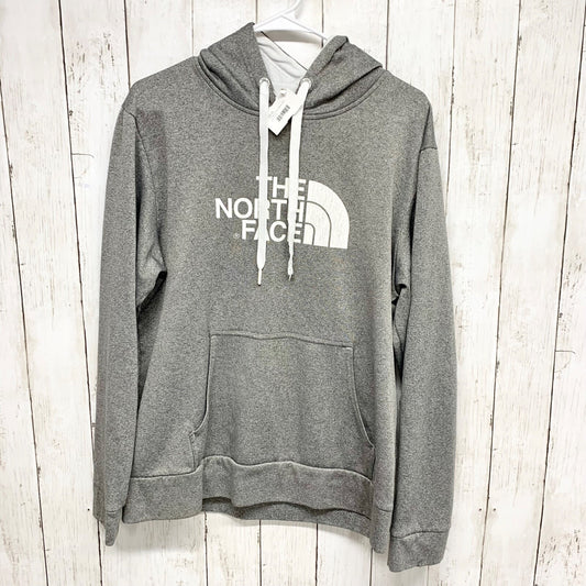 The North Face Sweatshirt Women Size Medium Hooded Drawstring Gray White Casual