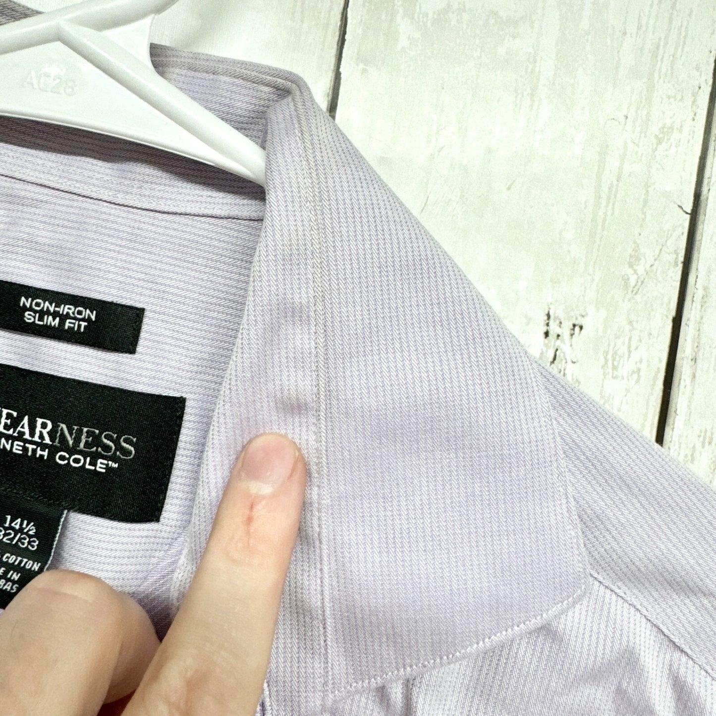 Kenneth Cole AWearNess Shirt Men Size 14 1/2 32/33 Long Sleeve Collared Slim Fit