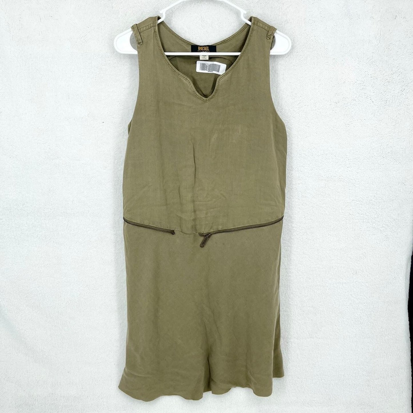 Diesel Dress Women Size Medium 10/12 Mini Army Cargo Zipper Sleeveless Cotton