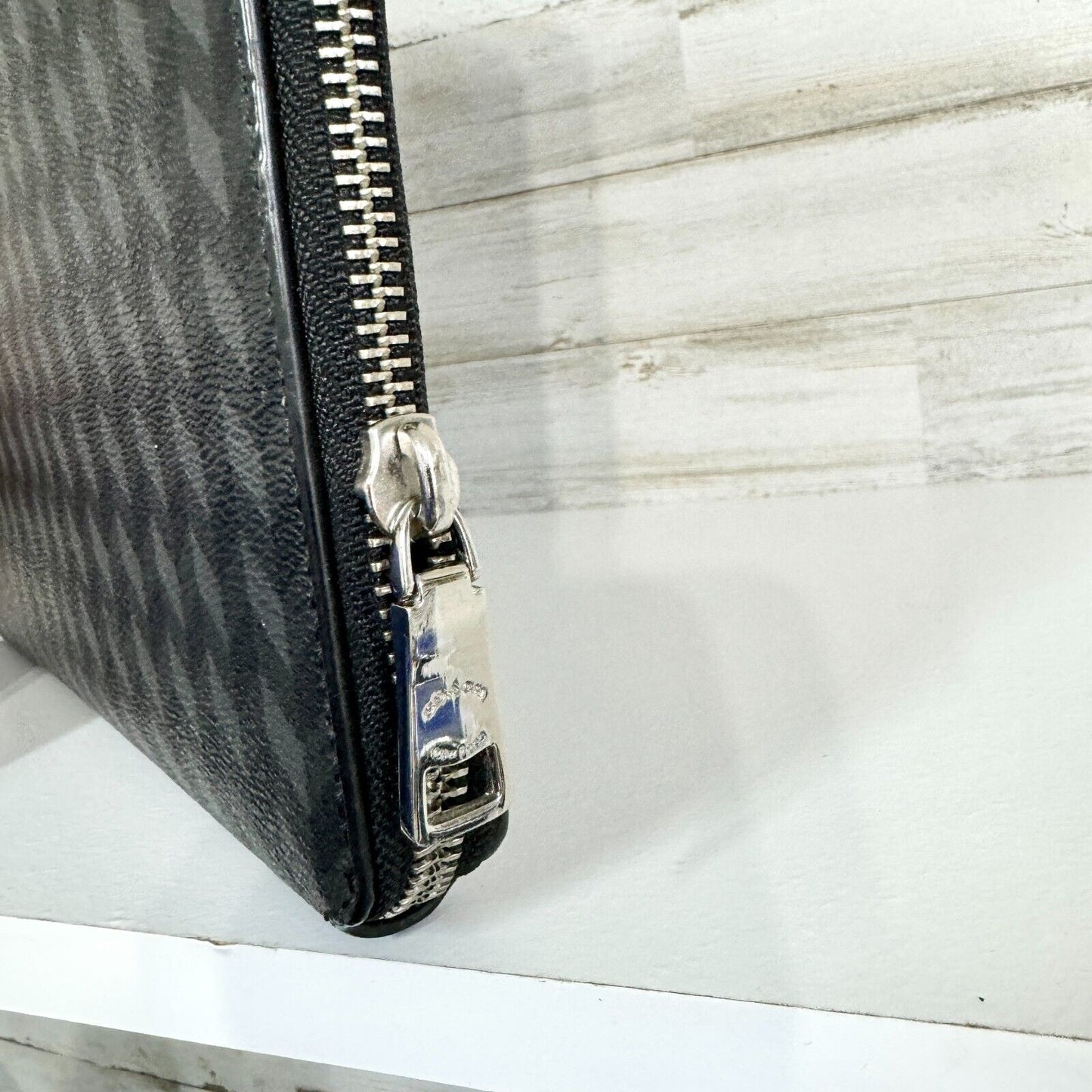 COACH Black Patterned All Around Zip Portfolio Case Luxury