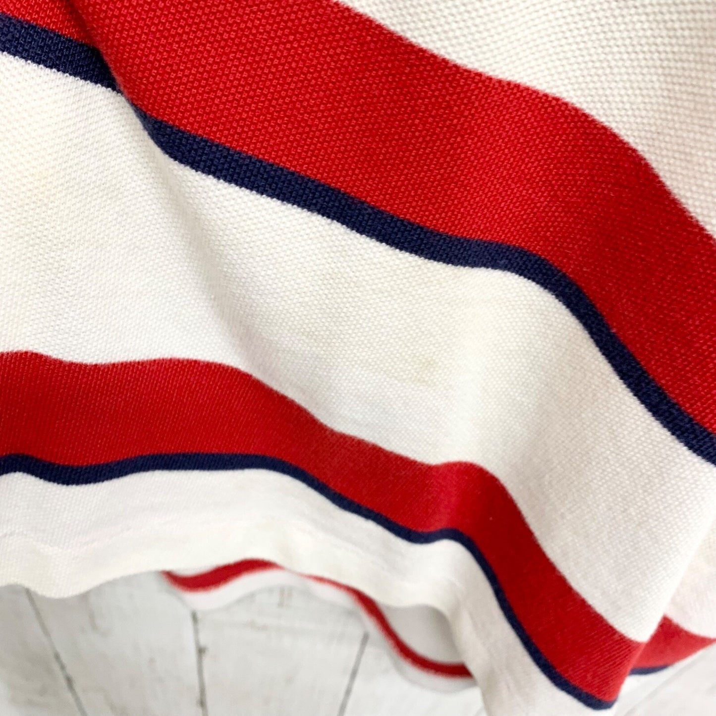 Polo Ralph Lauren Shirt Men Size Medium Collared Button Stripe Polo Red White