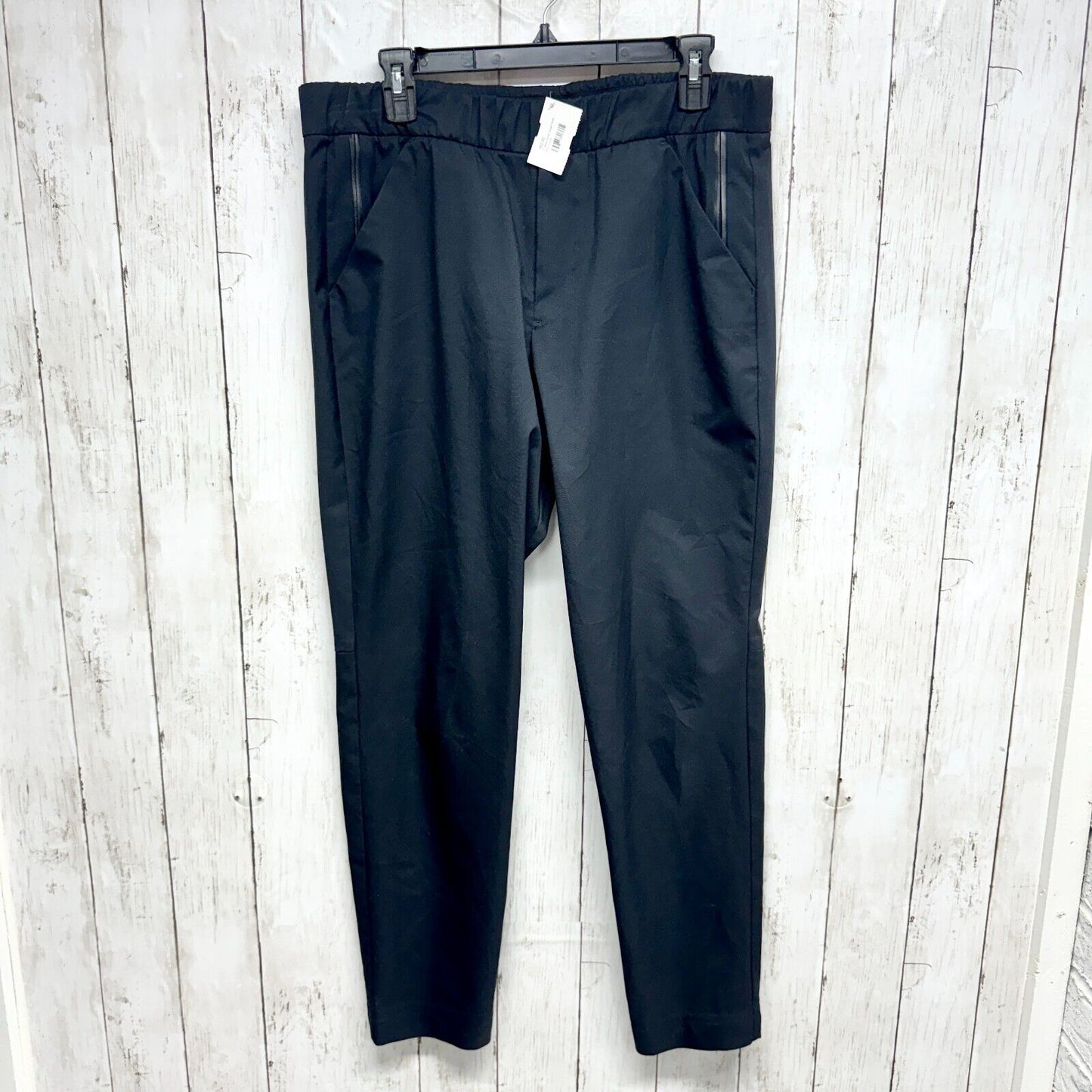 THEORY Pants Men Size Large Polyester Elastic Waisted Slim Fit Leg Formal Black