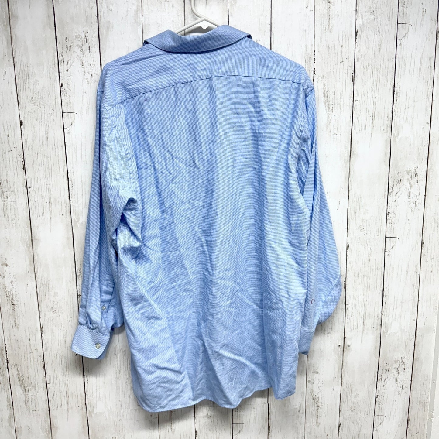 VAN HEUSEN Shirt Men Size 16-16.5 32/33 Blue Long Sleeve Button Down Cotton Top