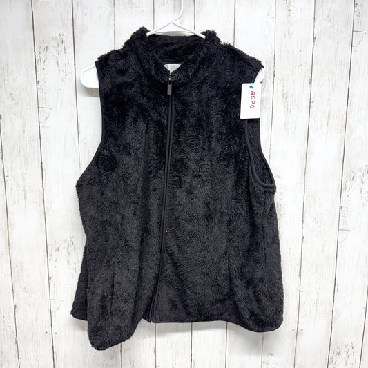 Croft & Barrow Vest Women Size XXL Black Faux Fur Collared Sleeveless Full Zip