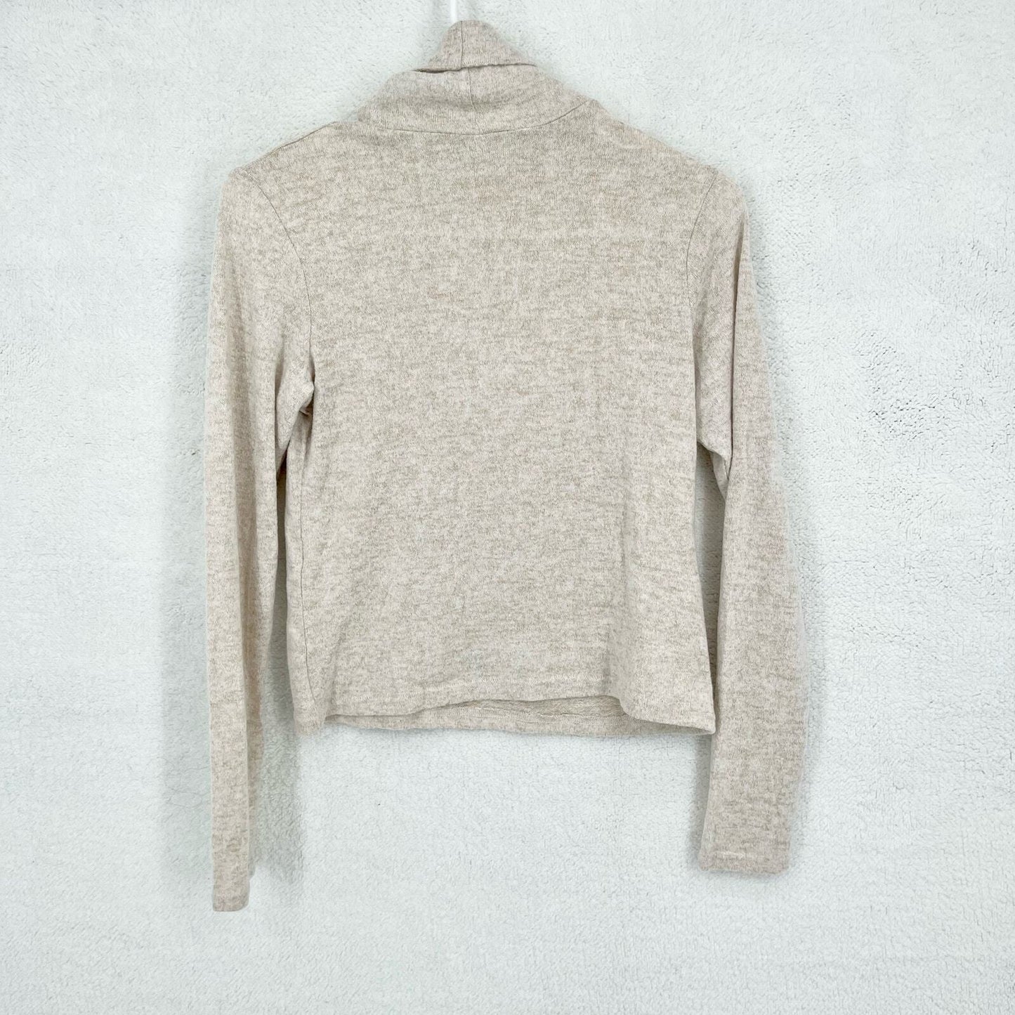 ZARA Turtleneck Sweater Women Size Medium Off White Tight Knit Long Sleeve Fall