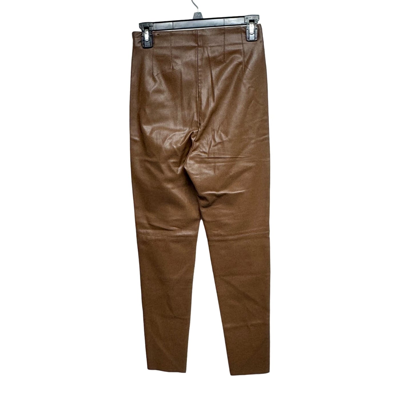 Zara Camel Faux Leather High Rise Ankle Zip Leggings XS Blogger Favorite Holiday