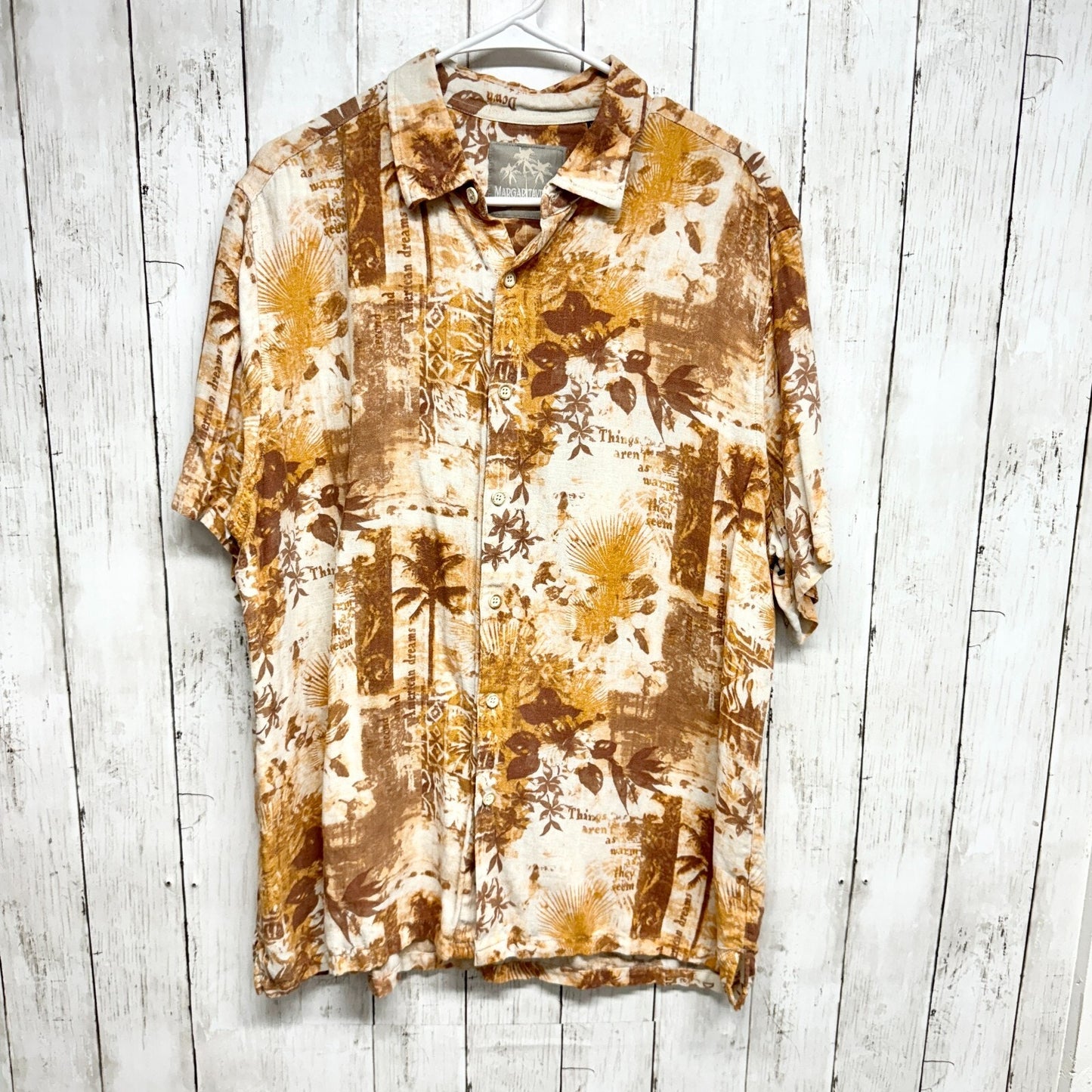 Margaritaville Mens Sz XL Short Sleeve Silk Shirt Hawaiian Jimmy Buffett Tropic