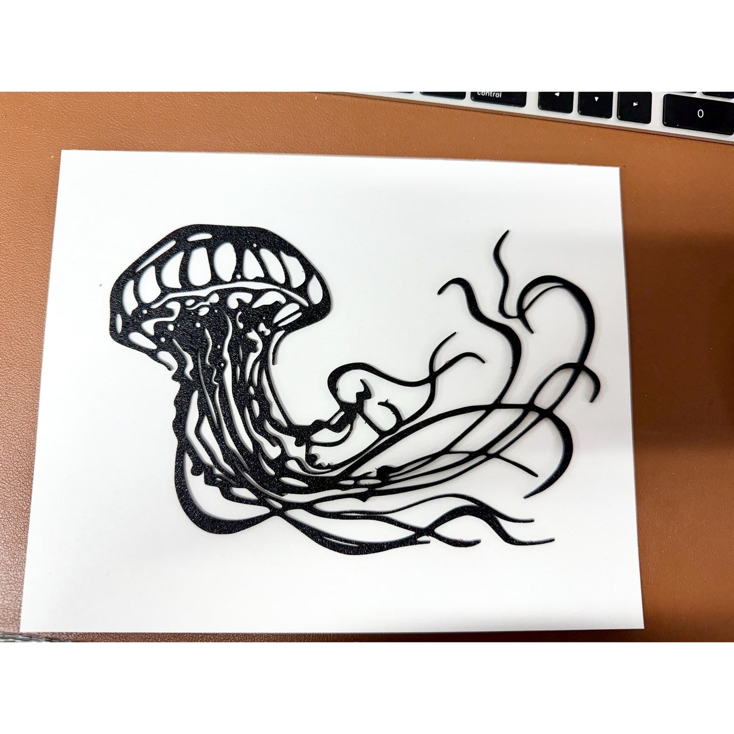 3D Printed Jellyfish Wall Art – Intricate Black Design– Modern Ocean Decor for Bathroom or Living Room