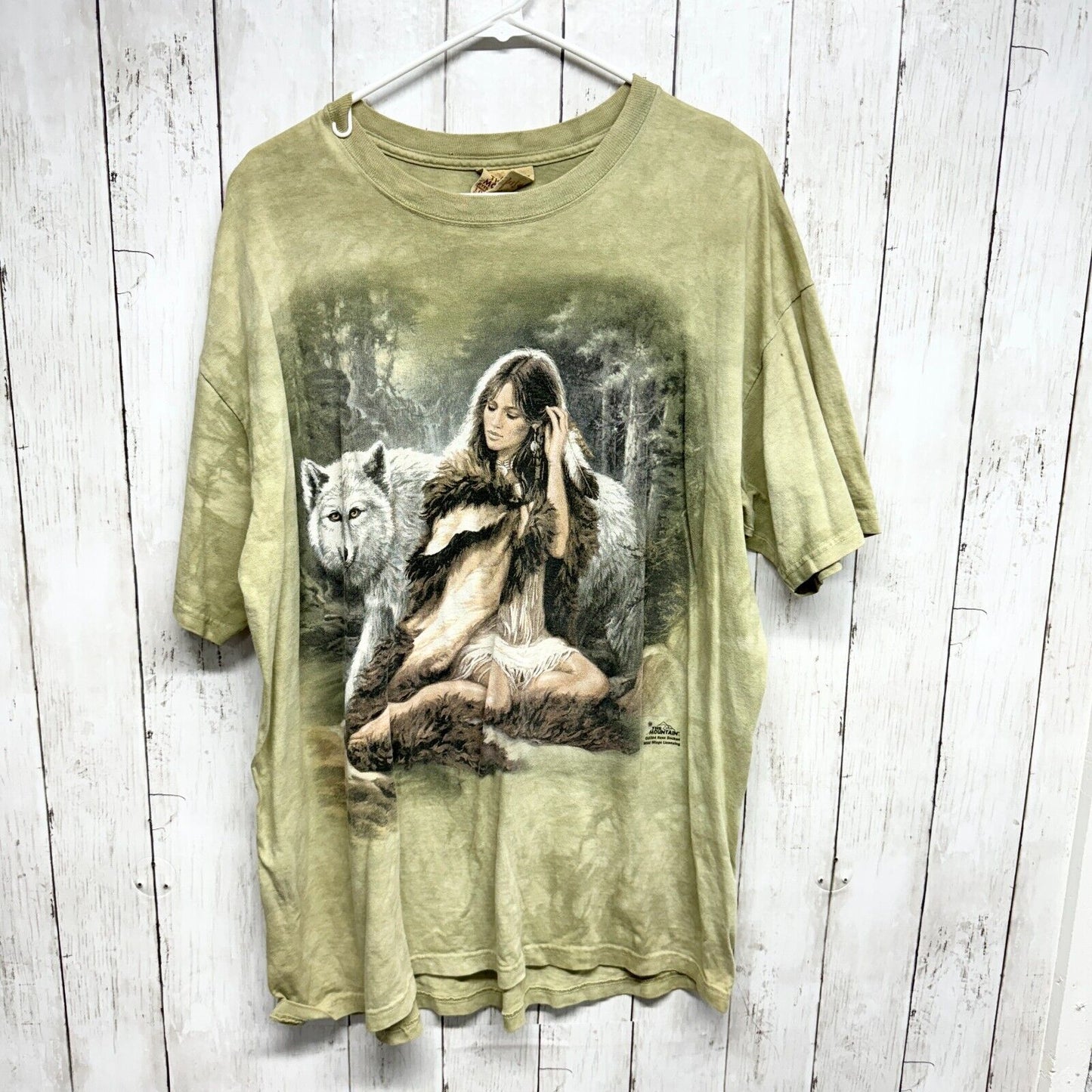 Vintage The Mountain Unisex XXL Wild Wing Wolf Indian Distressed Green Western